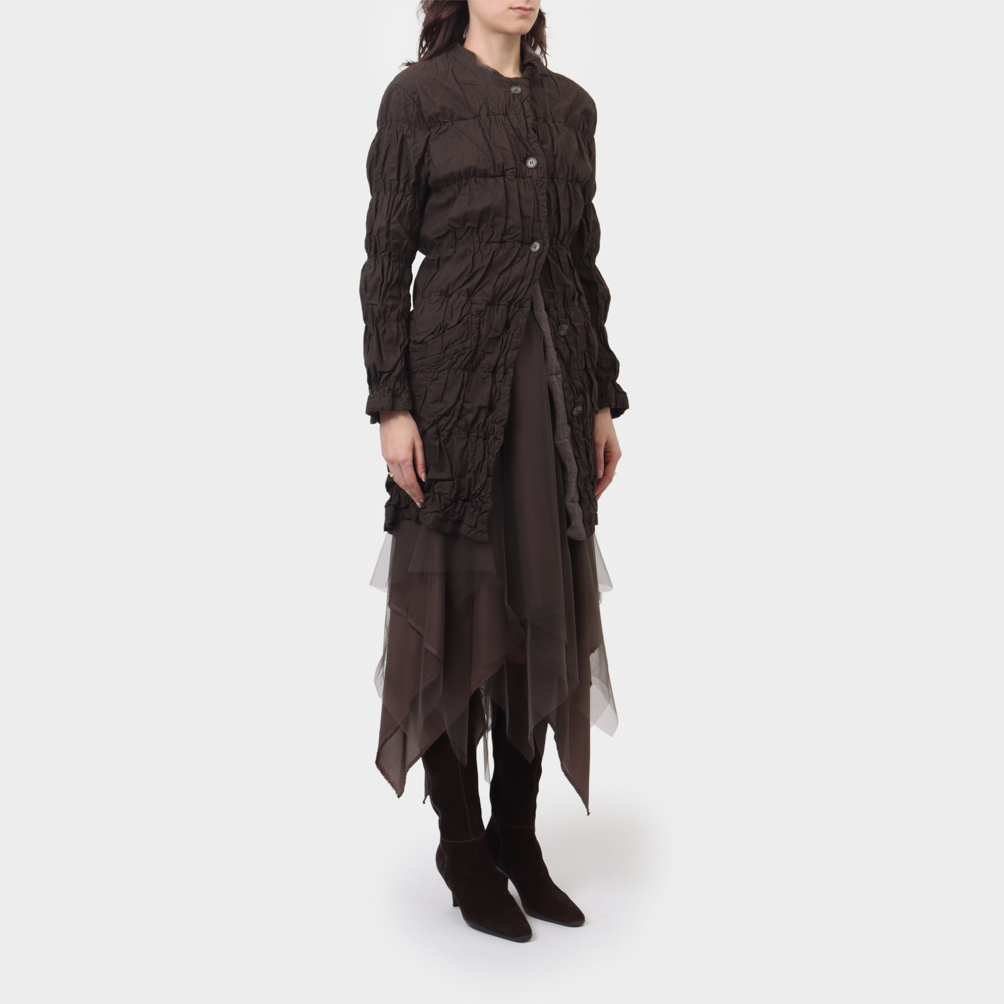Issey Miyake Permanente Scrunch Pleat Coat
