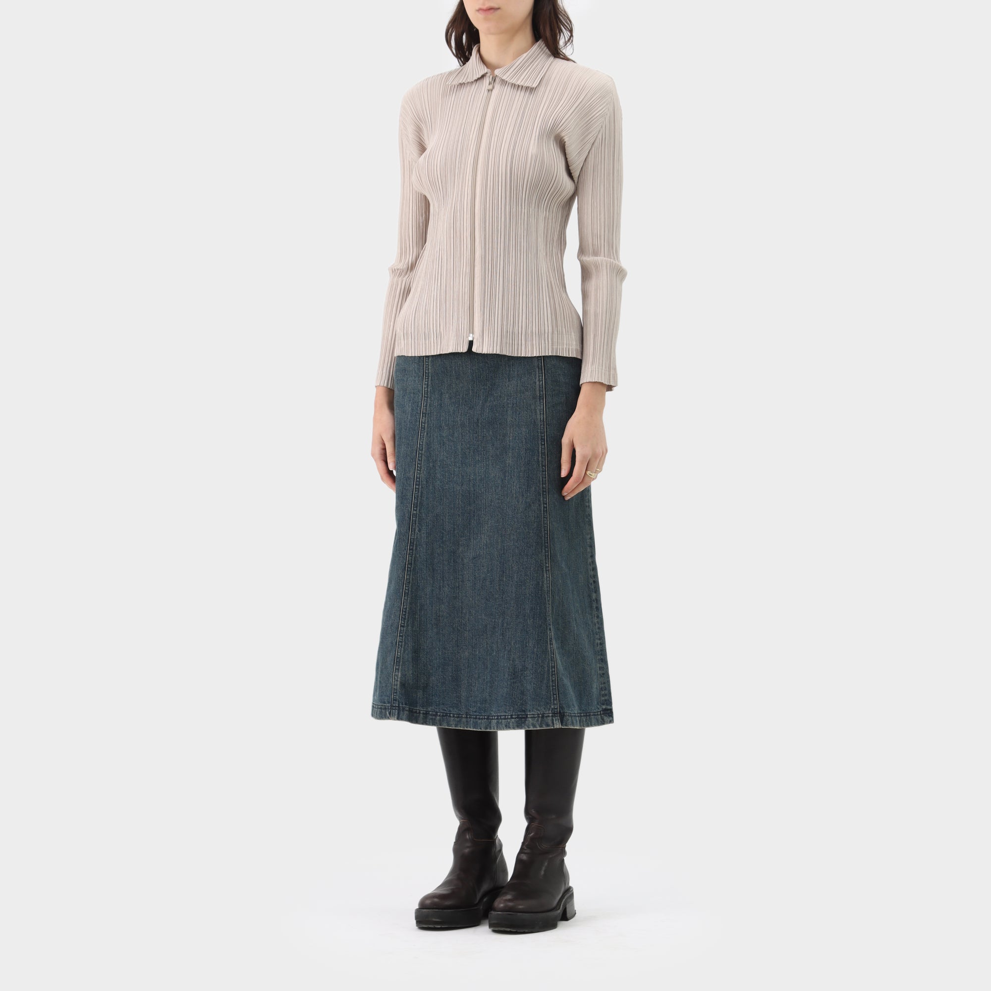 Pleats Please Pleated Zip Up Jacket