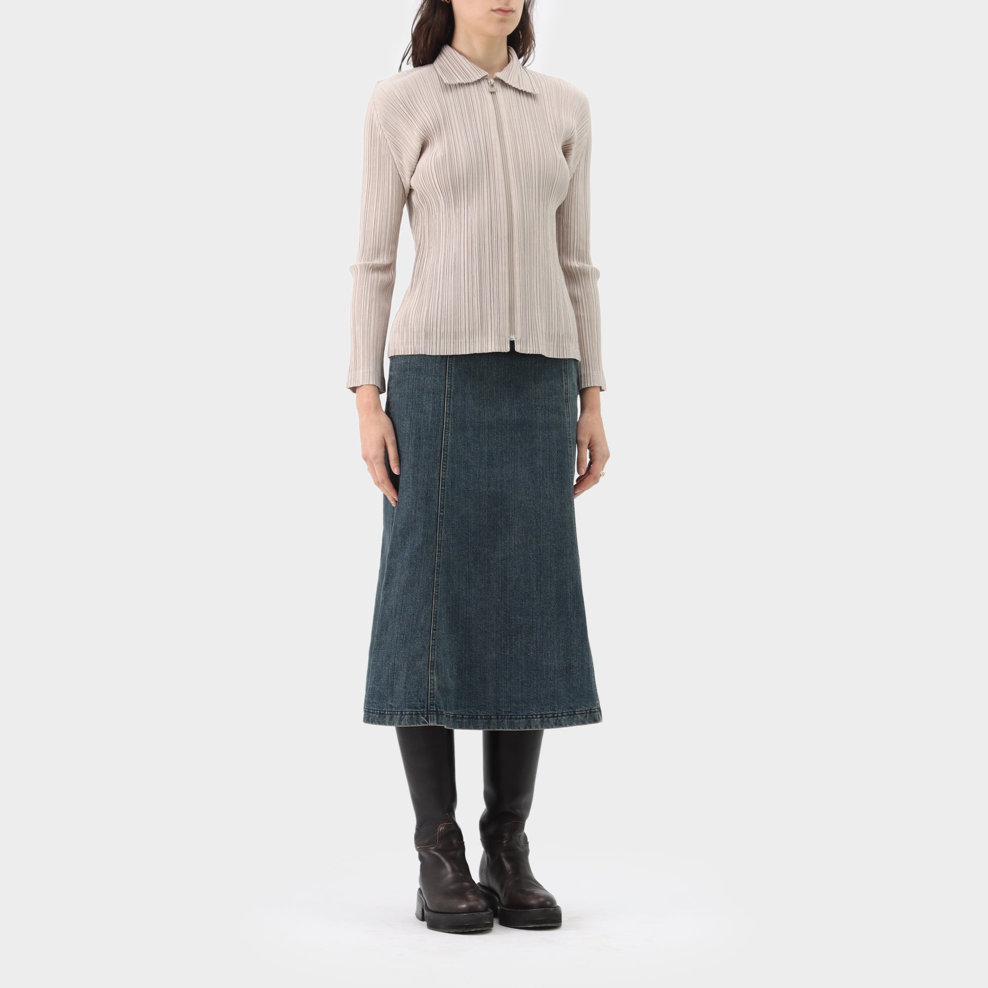 Pleats Please Pleated Zip Up Jacket