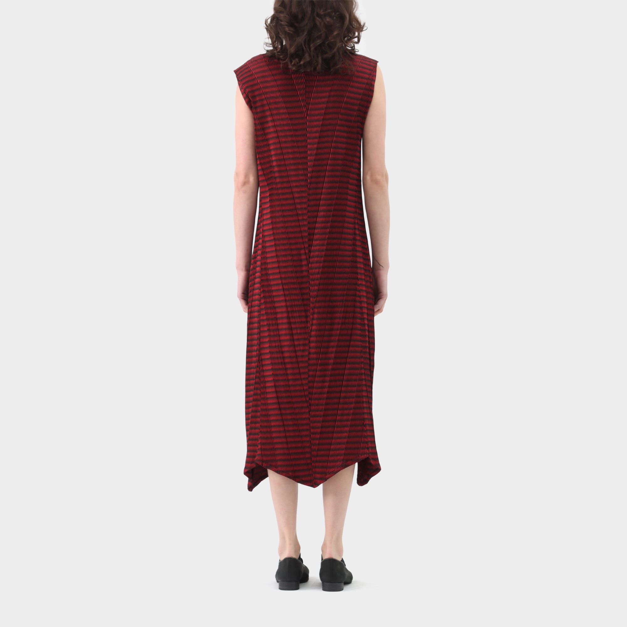 Issey Miyake Striped Plisse Midi Dress