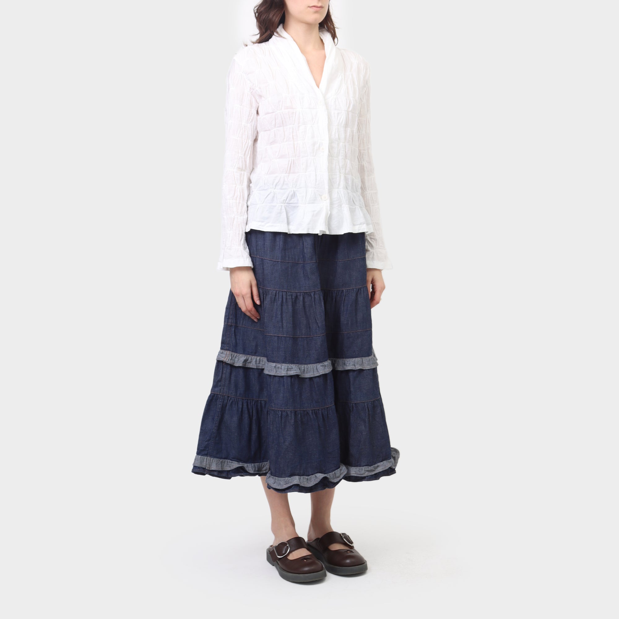 Issey Miyake Gathered Cotton button Down