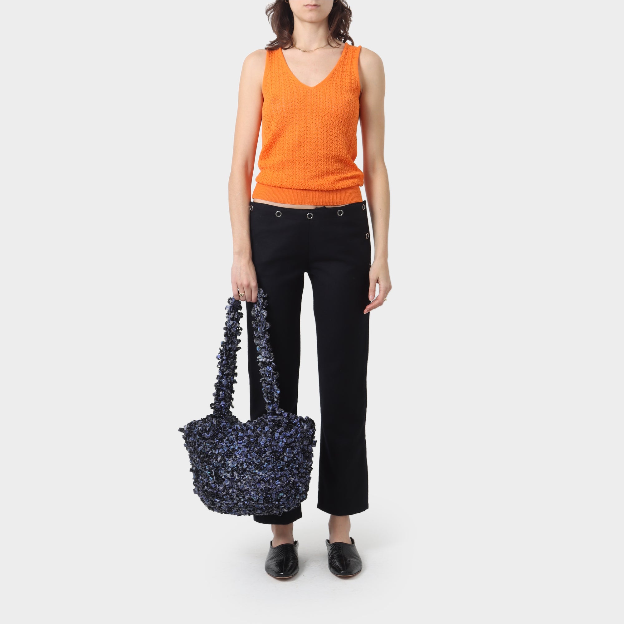Issey Miyake Woven Ruffle Tote Bag