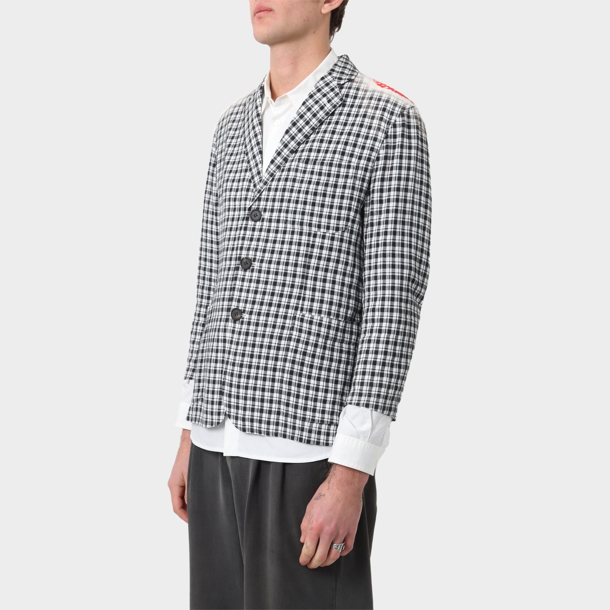 Issey Miyake Printed Check Blazer