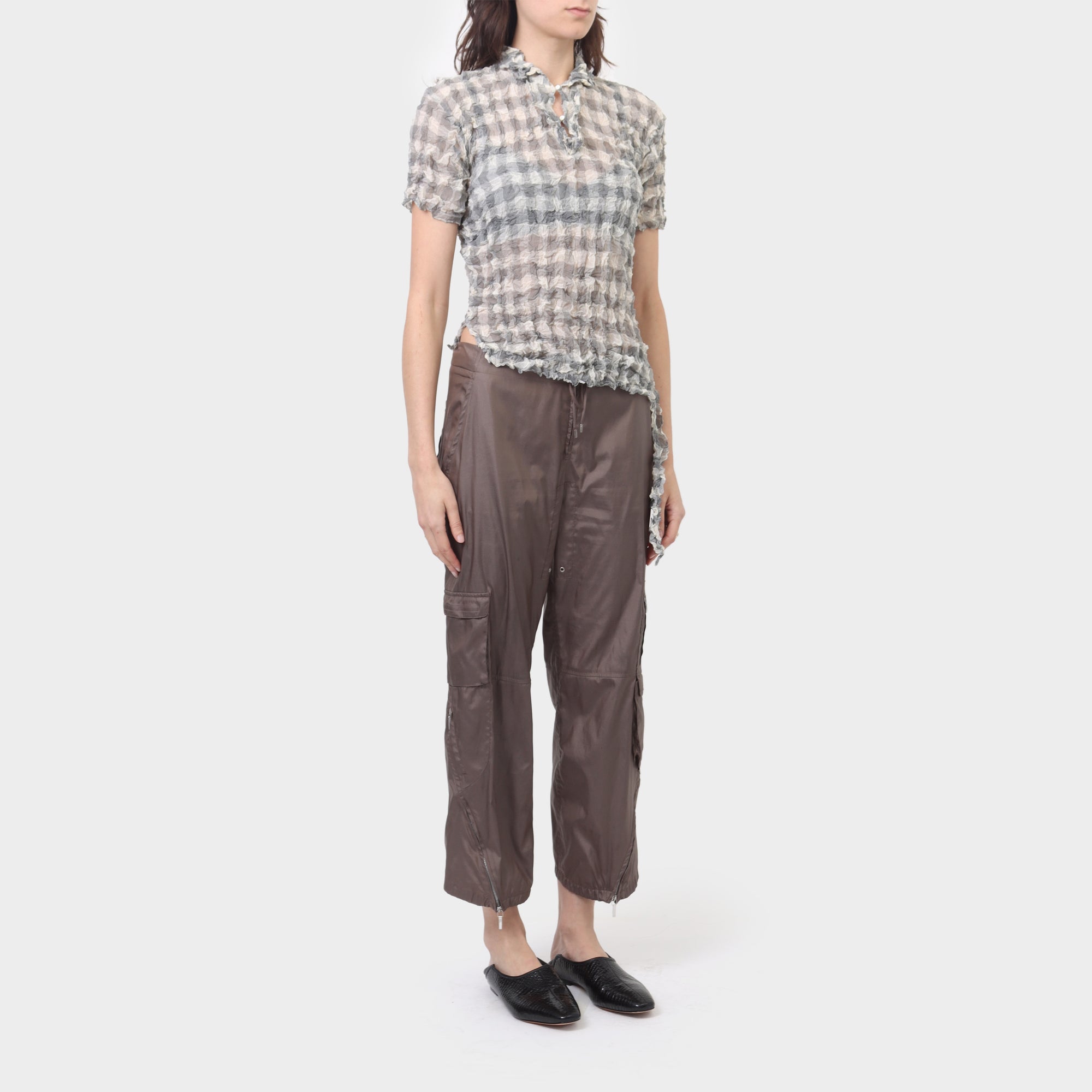 Issey Miyake Me Checked Crush Pleat Top