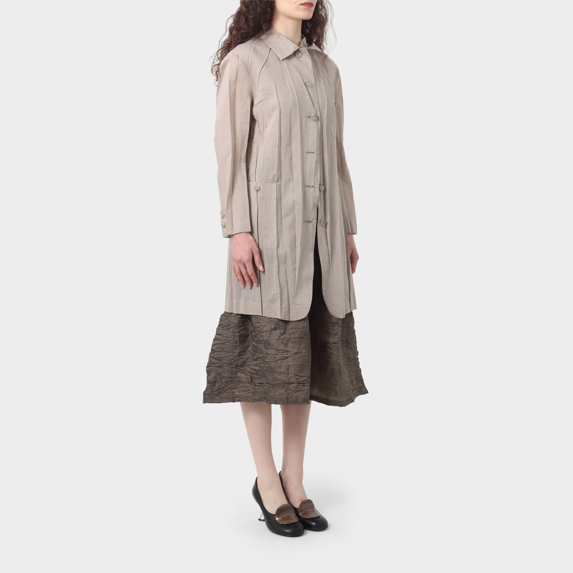 Issey Miyake Crushed Pleat Lightweight Coat