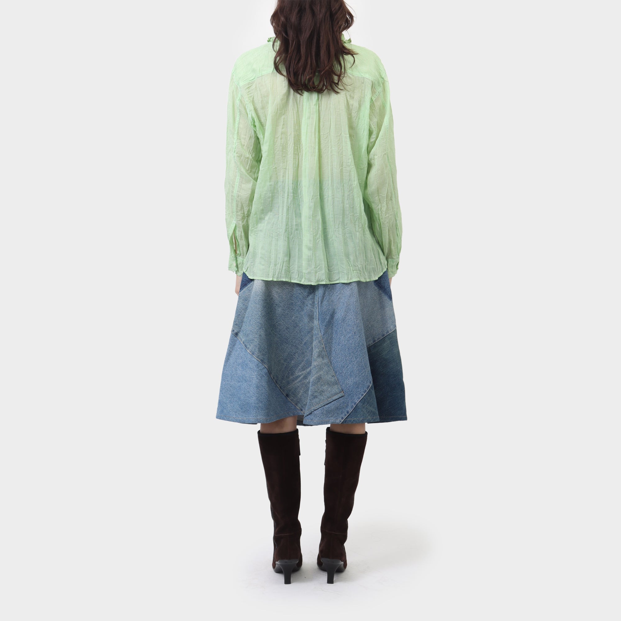 Issey Miyake Sheer Crushed Pleat Button Up