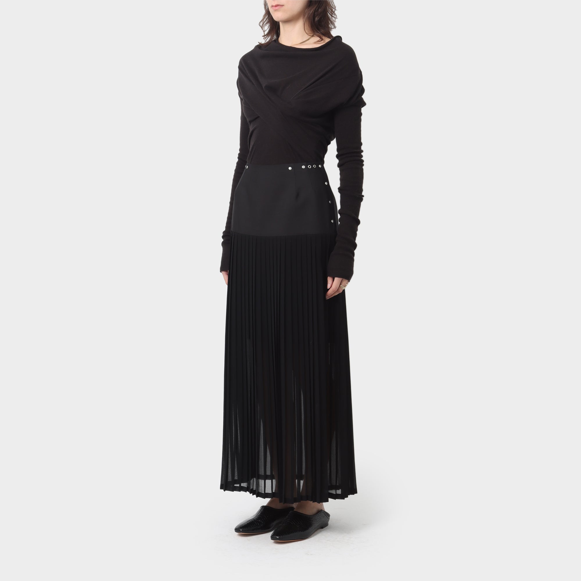 Jean Paul Gaultier Studded Sheer Pleated Skirt