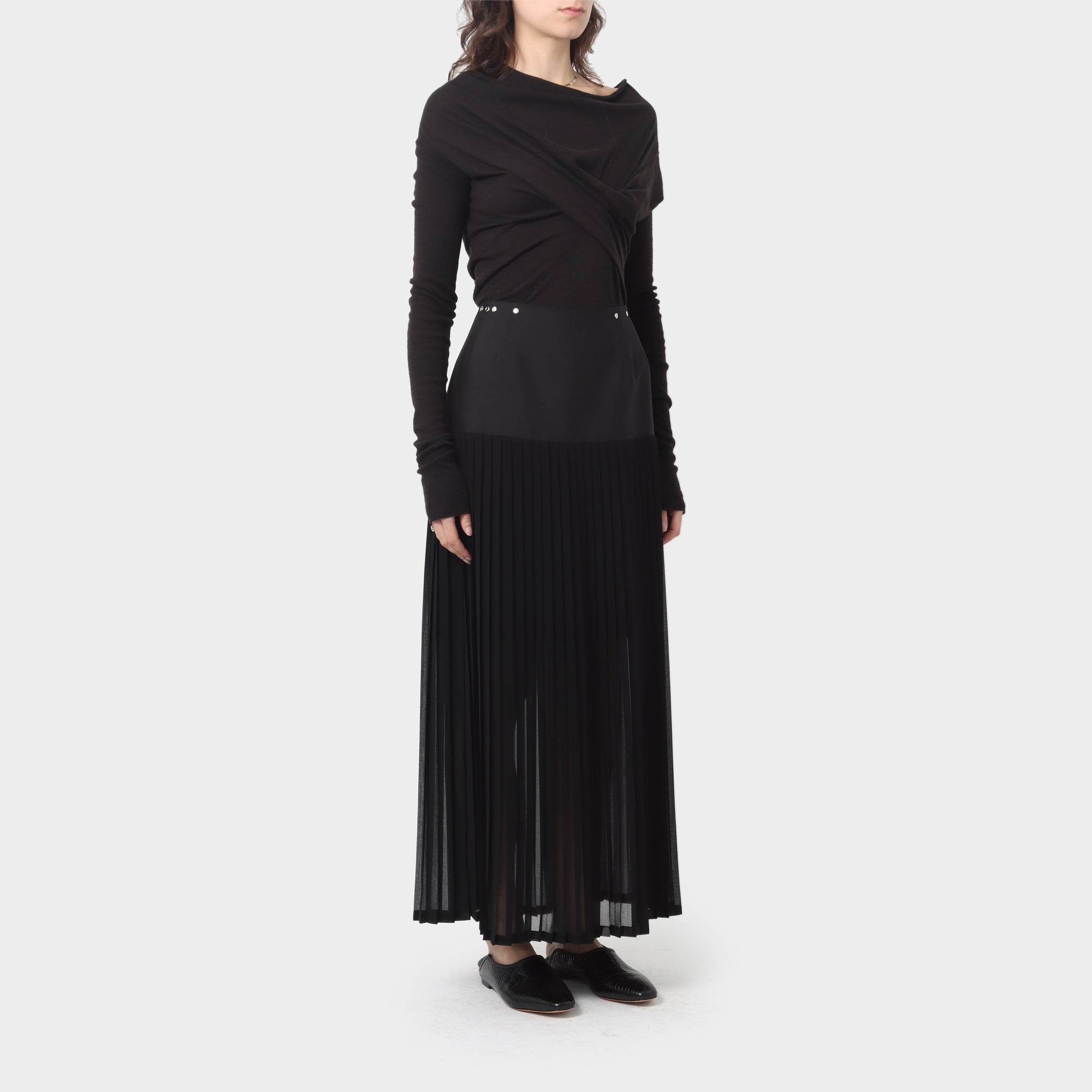Jean Paul Gaultier Studded Sheer Pleated Skirt
