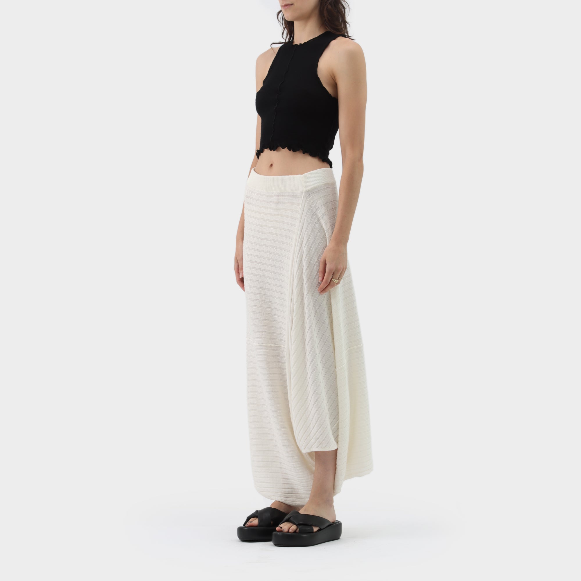 JW Anderson Linen Ribbed Knit Asymmetrical Skirt