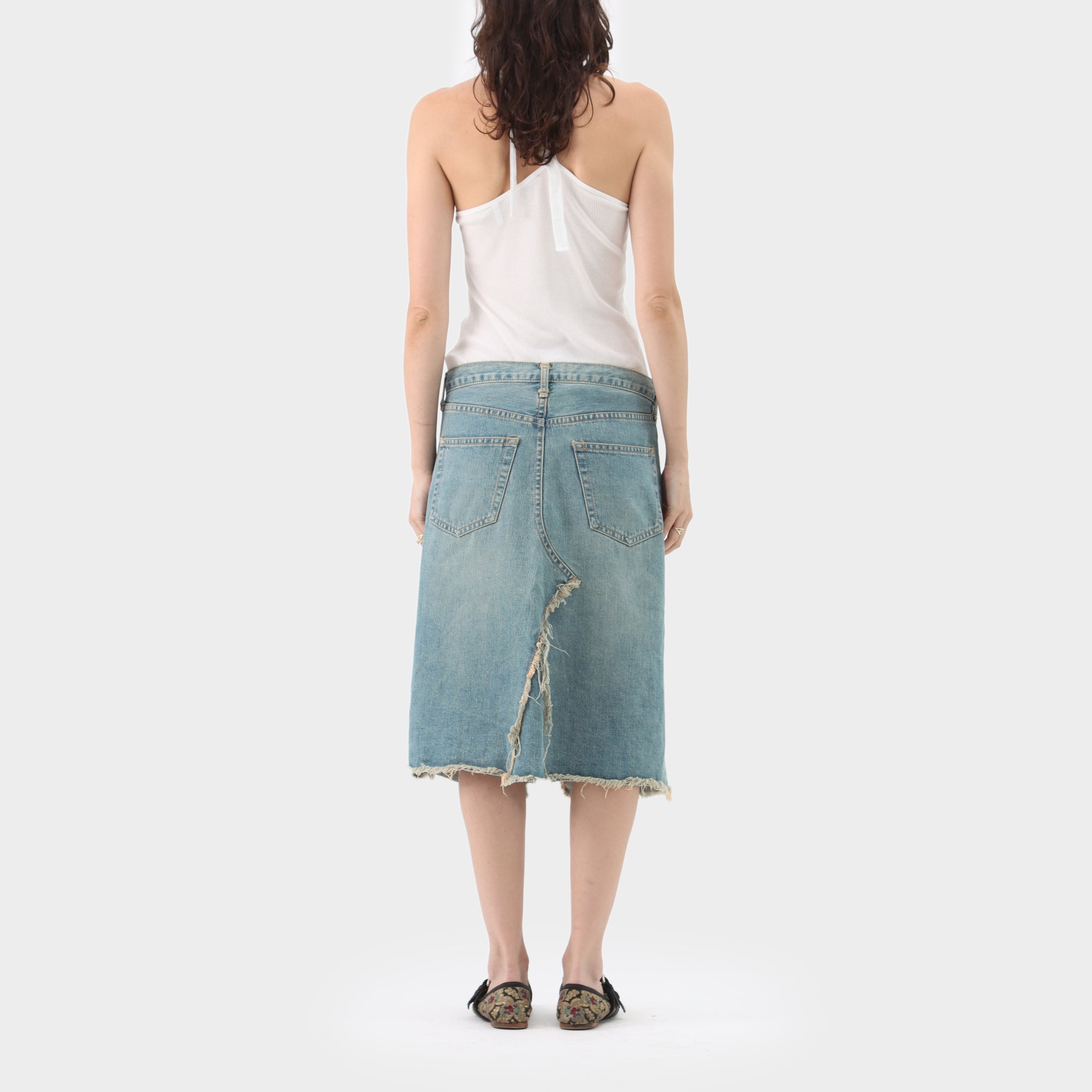 Junya Watanabe Man Denim Distressed Skirt