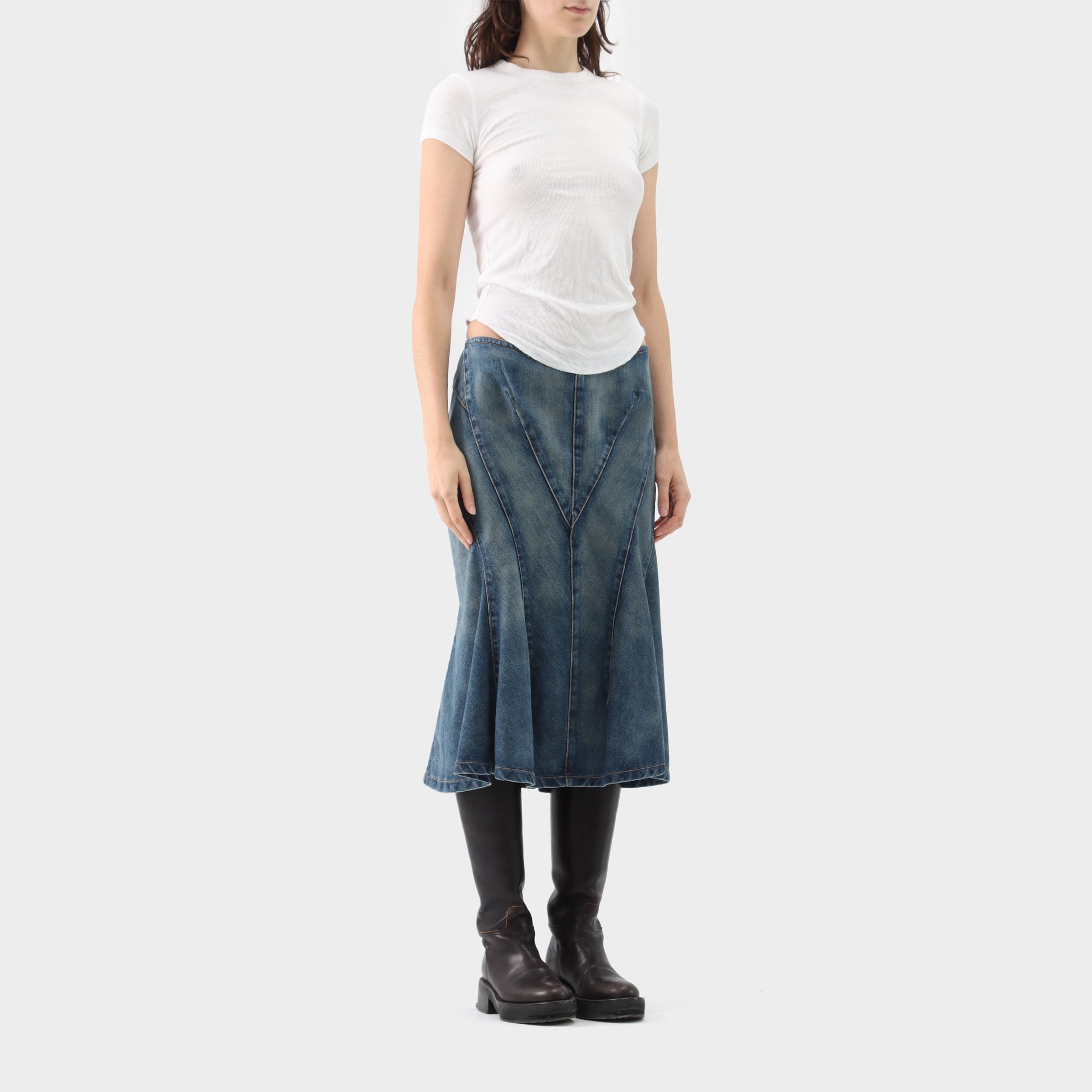 Junya Watanabe Denim Panelled Fishtail Skirt
