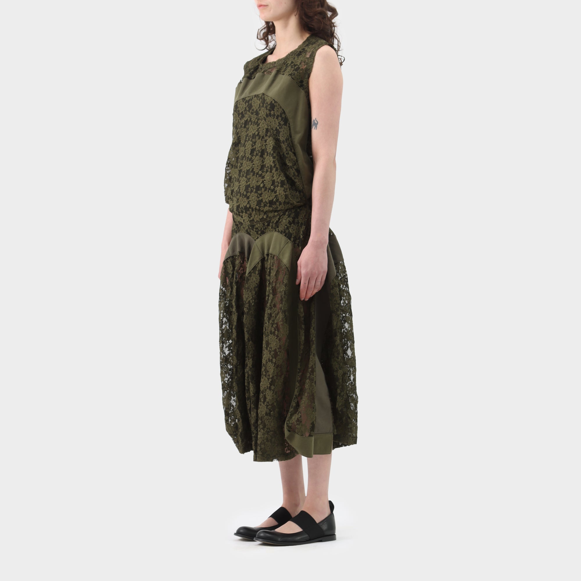 Junya Watanabe Canvas Panelled Floral Lace Dress