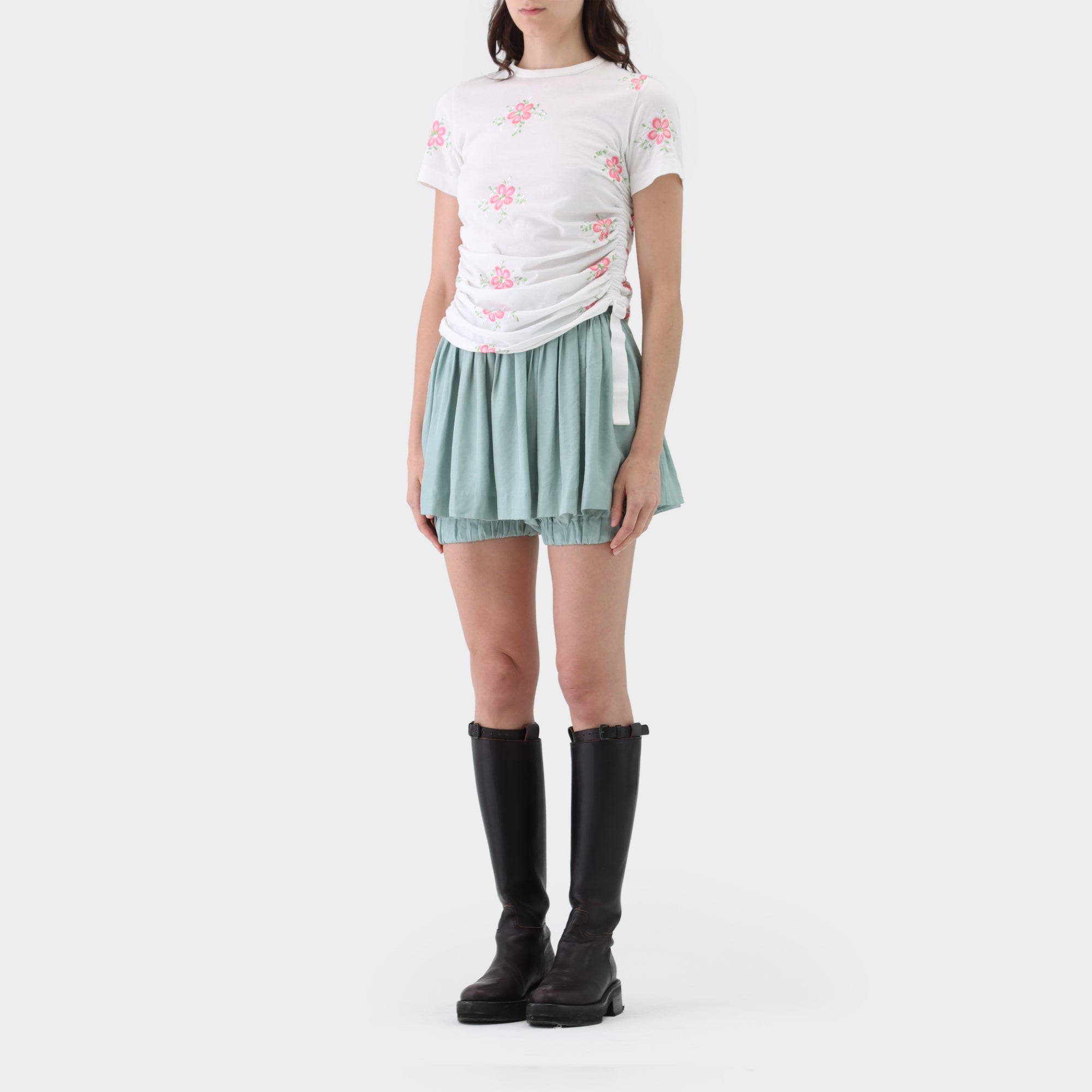 Junya Watanabe floral embroidered ruched t-shirt