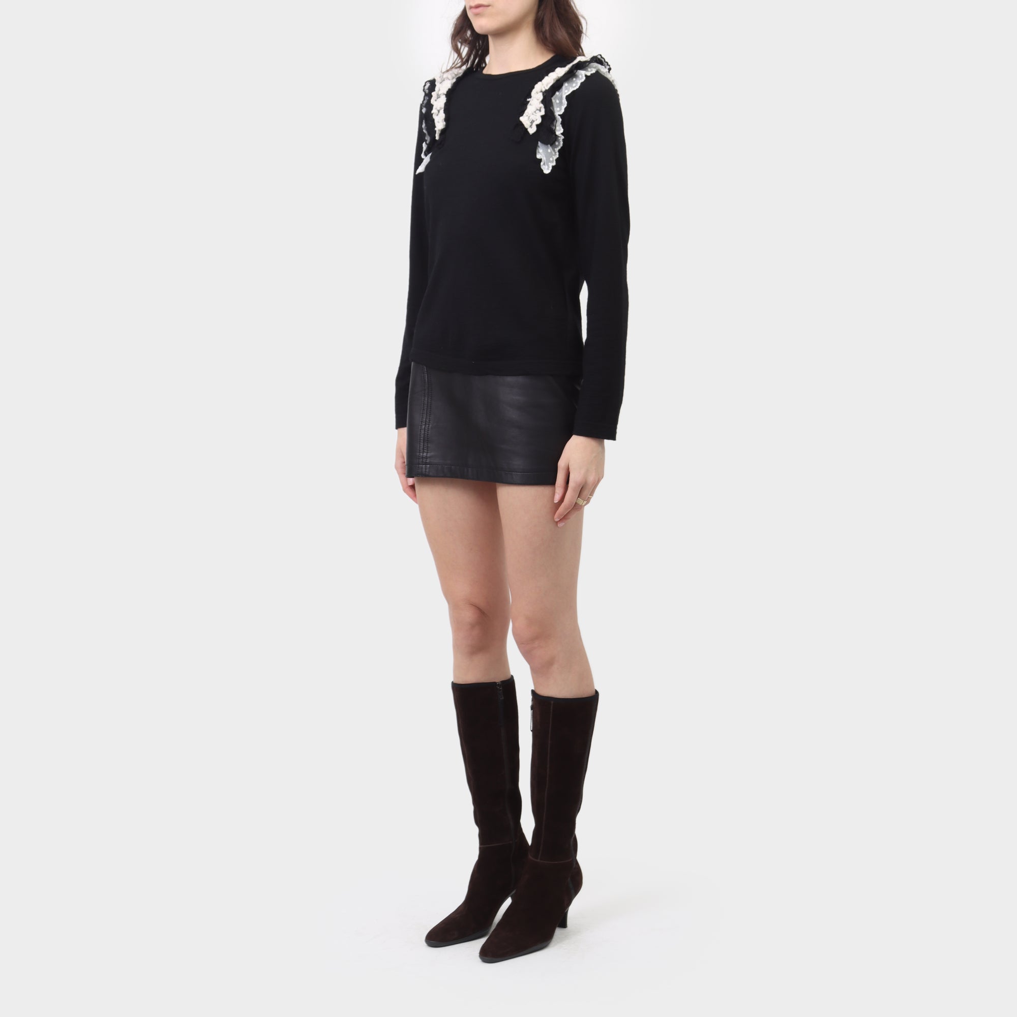 Junya Watanabe MAN Wool Long Sleeve with Lace Ruffle