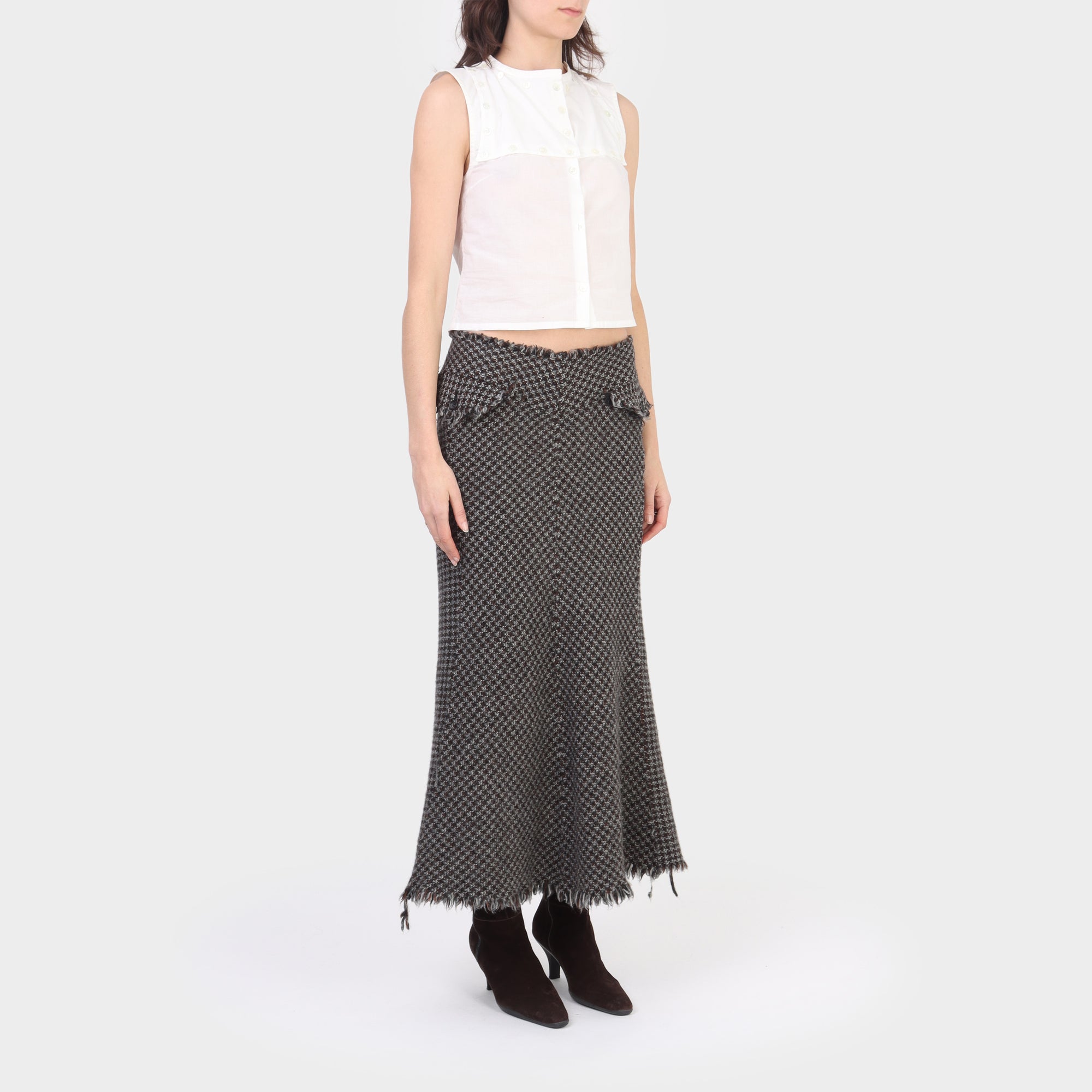 Junya Watanabe Wool Tweed Maxi Skirt