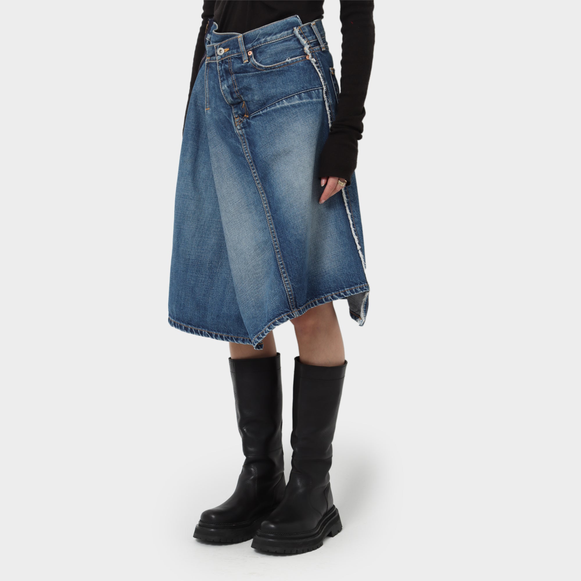 Junya Watanabe Distressed Reworked Denim Skirt