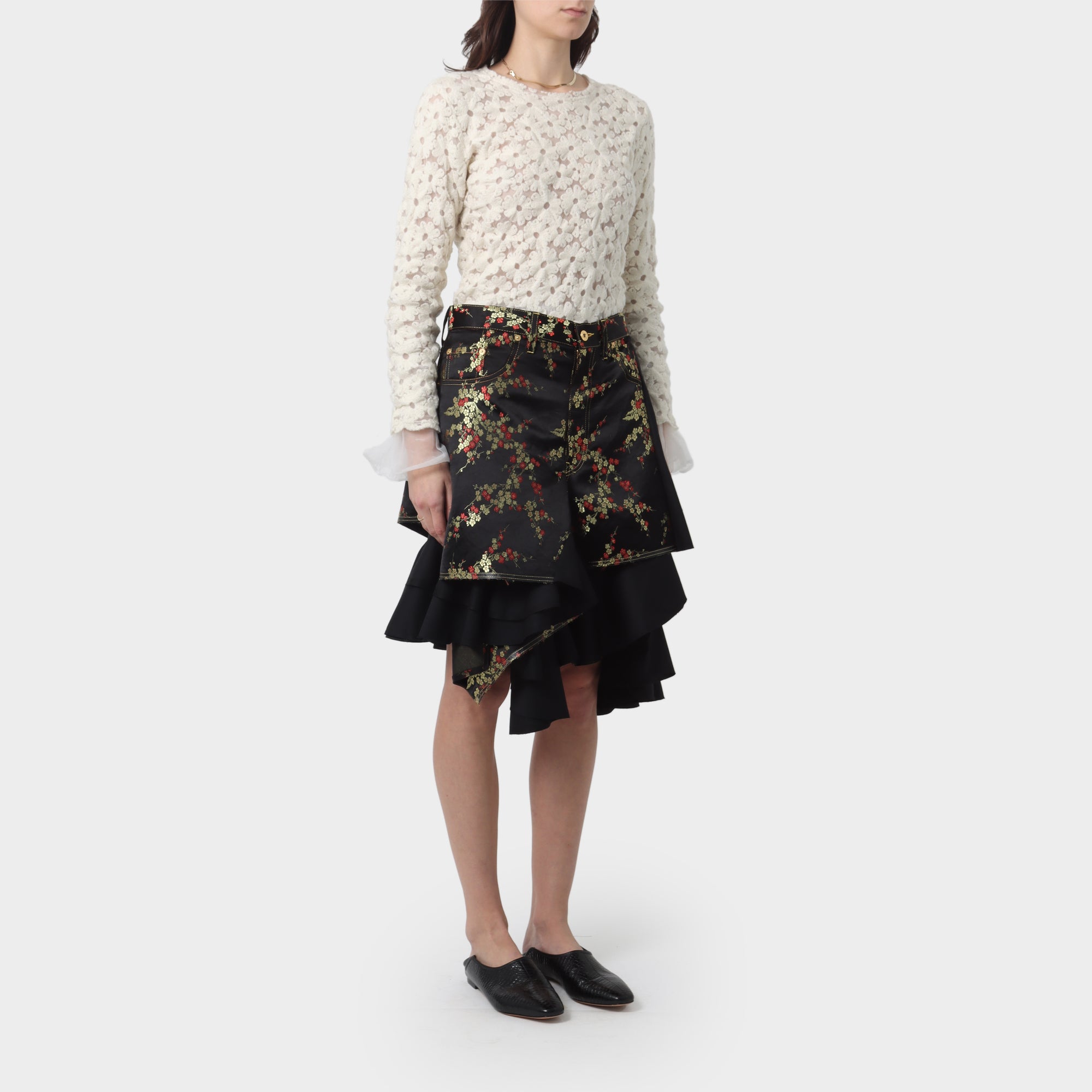 Junya Watanabe Floral Ruffle Tiered Skirt