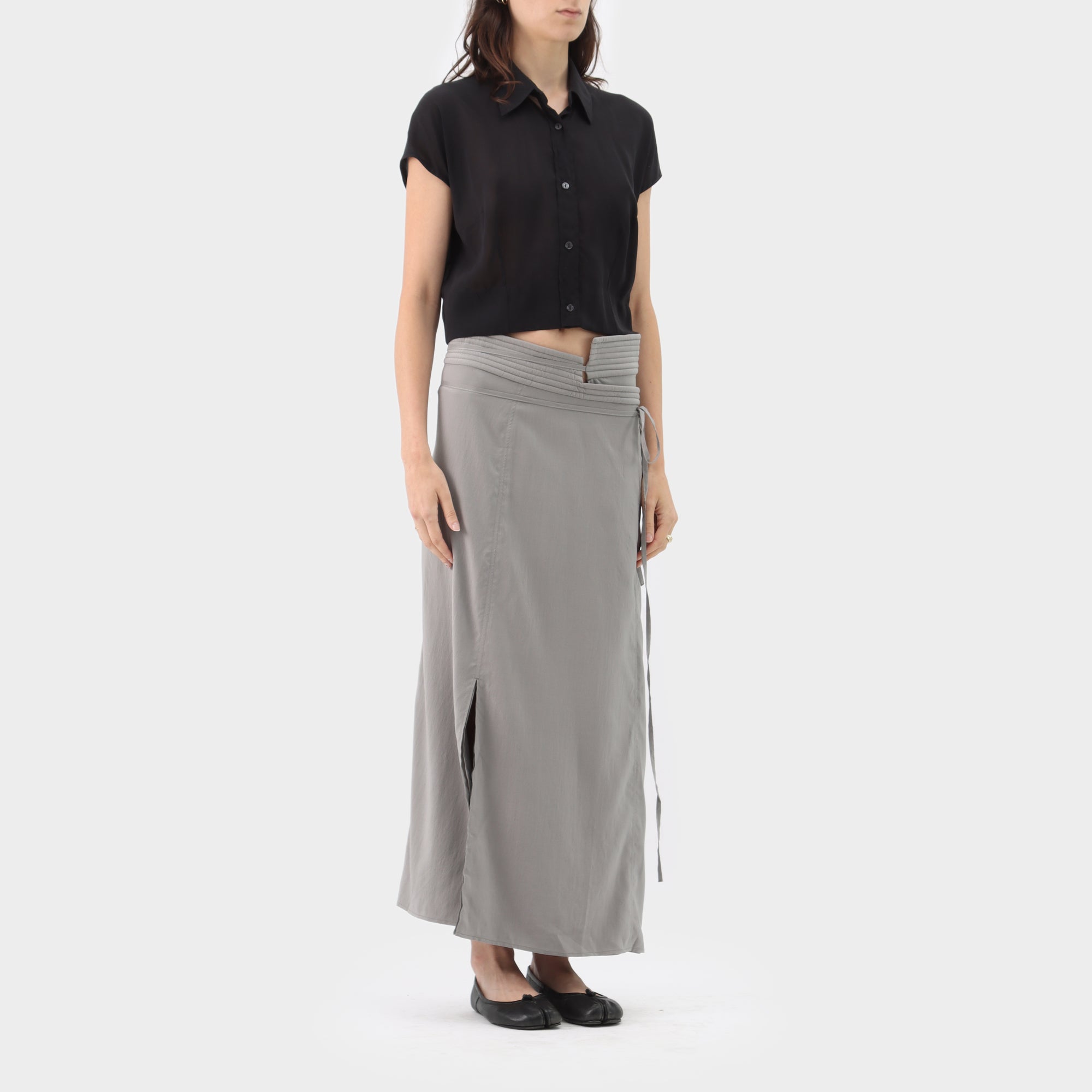 Lemaire Quilted Waistband Silk Wrap Skirt