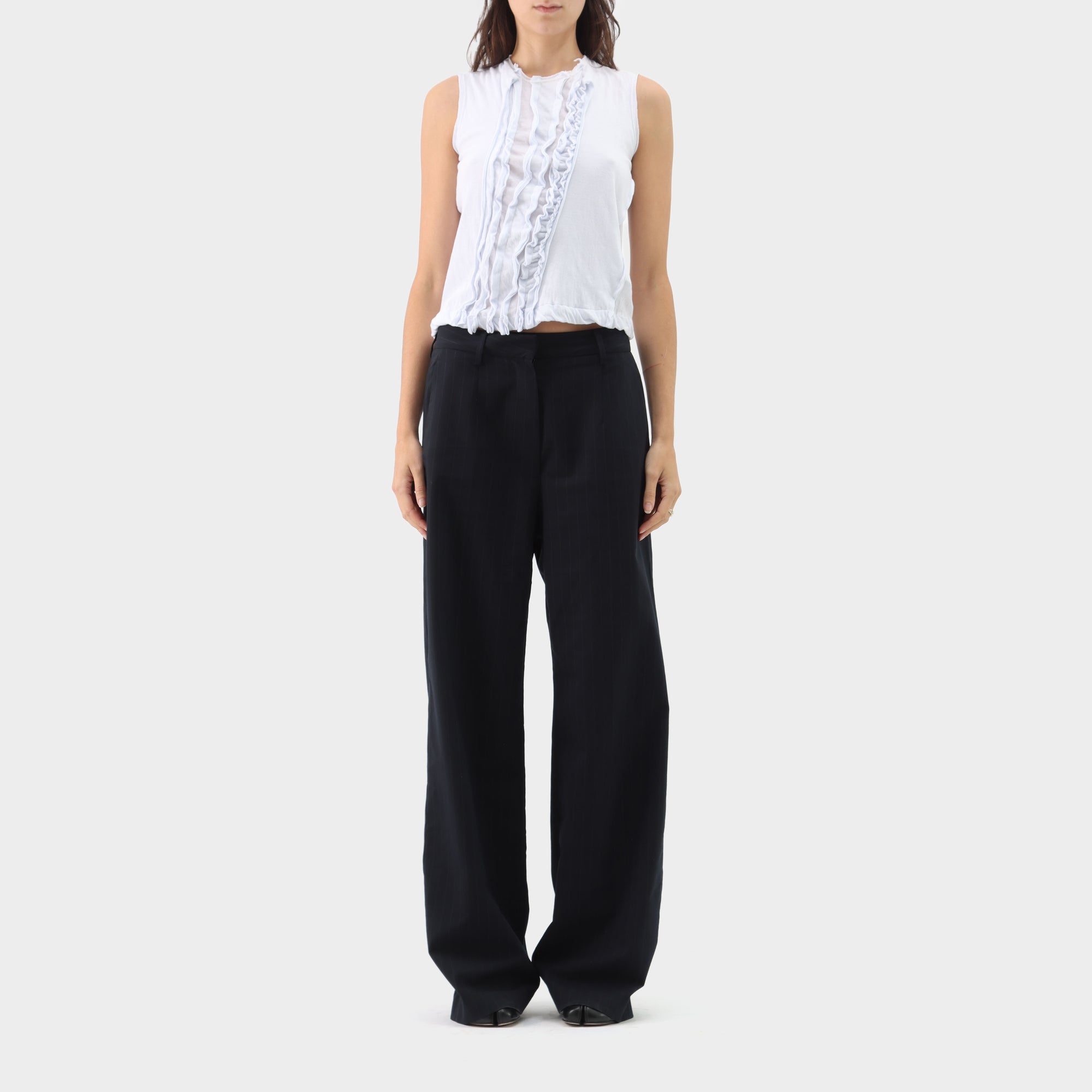 MM6 Wool Pinstripe Wide Leg Pants