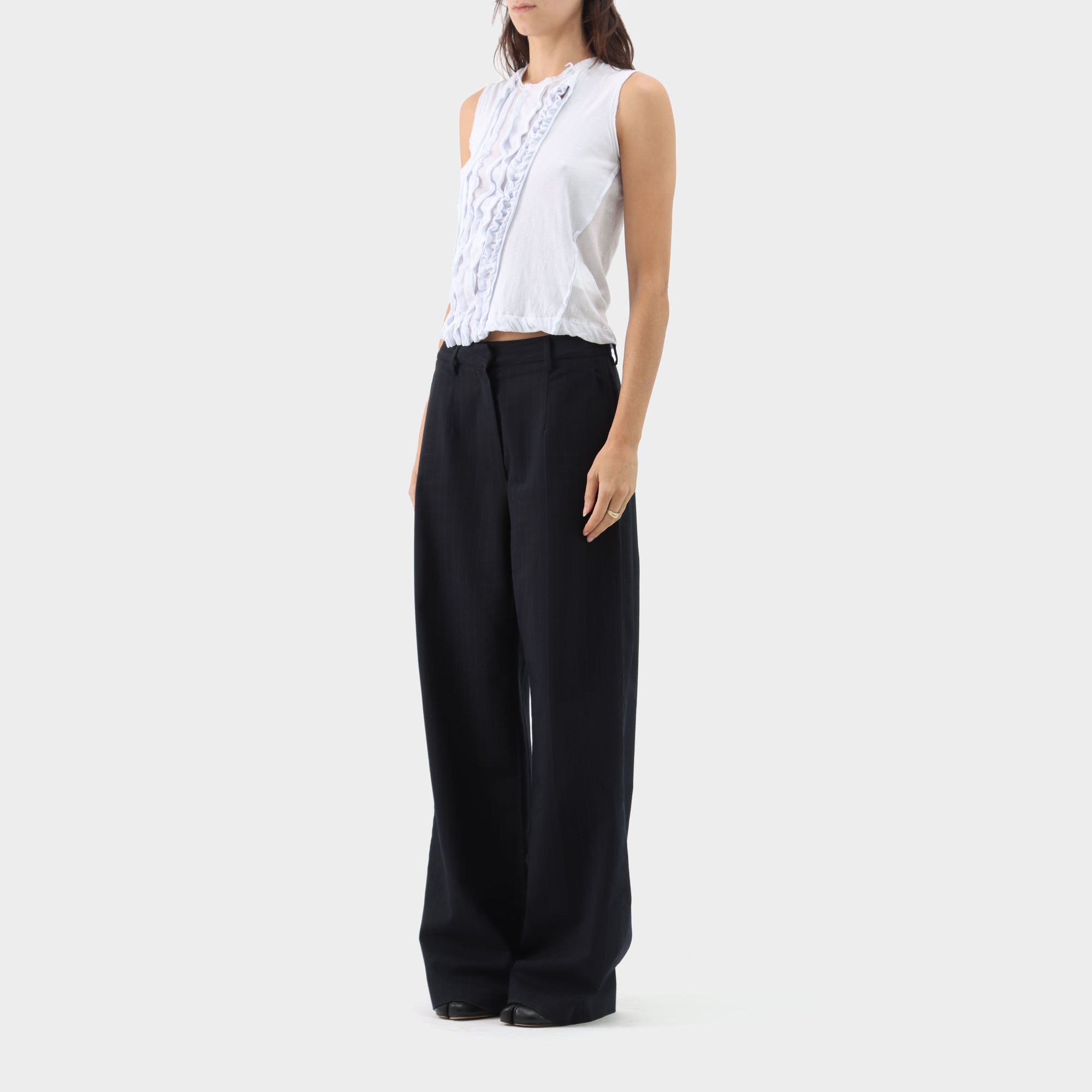 MM6 Wool Pinstripe Wide Leg Pants