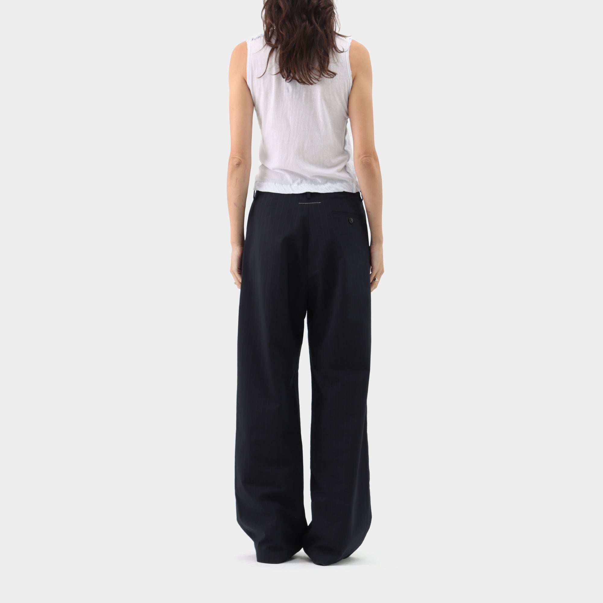 MM6 Wool Pinstripe Wide Leg Pants