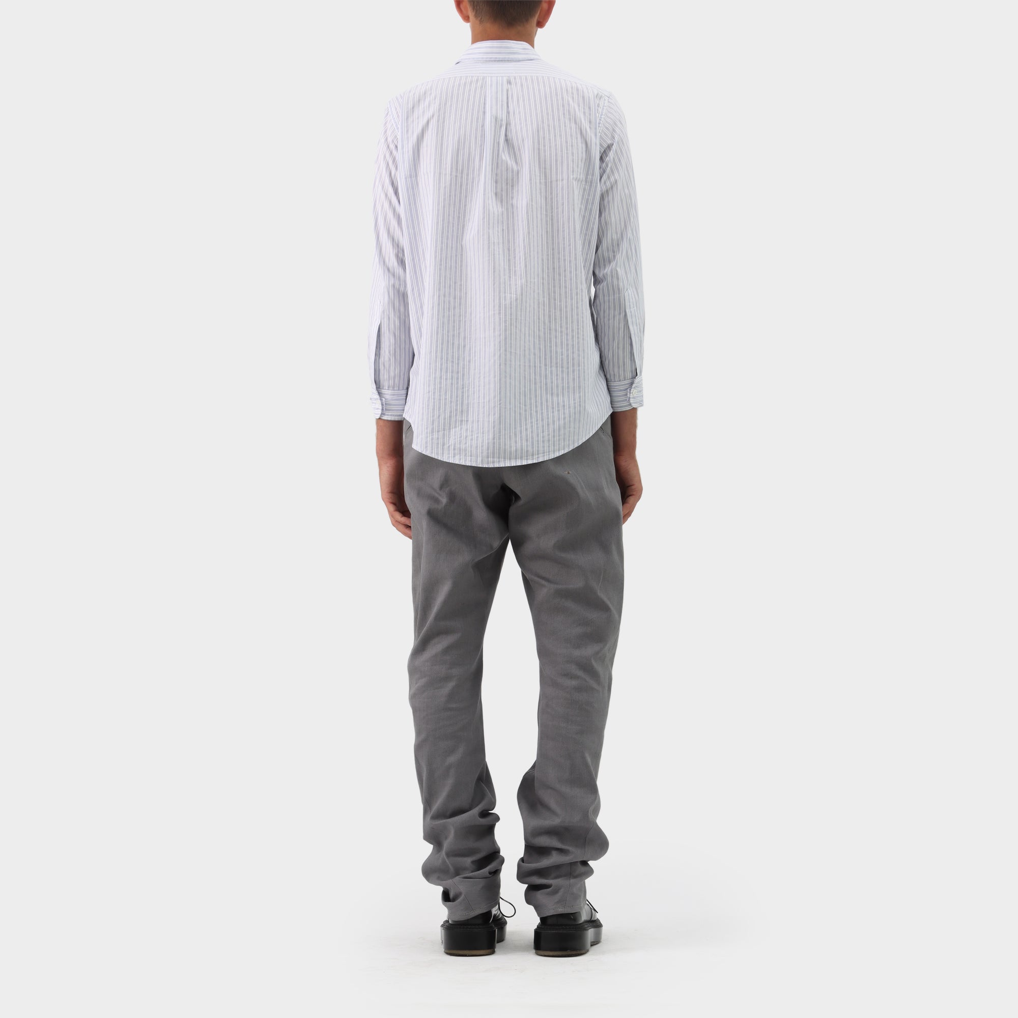 Maison Margiela Pinstripe Button Down with Distressed Cuffs