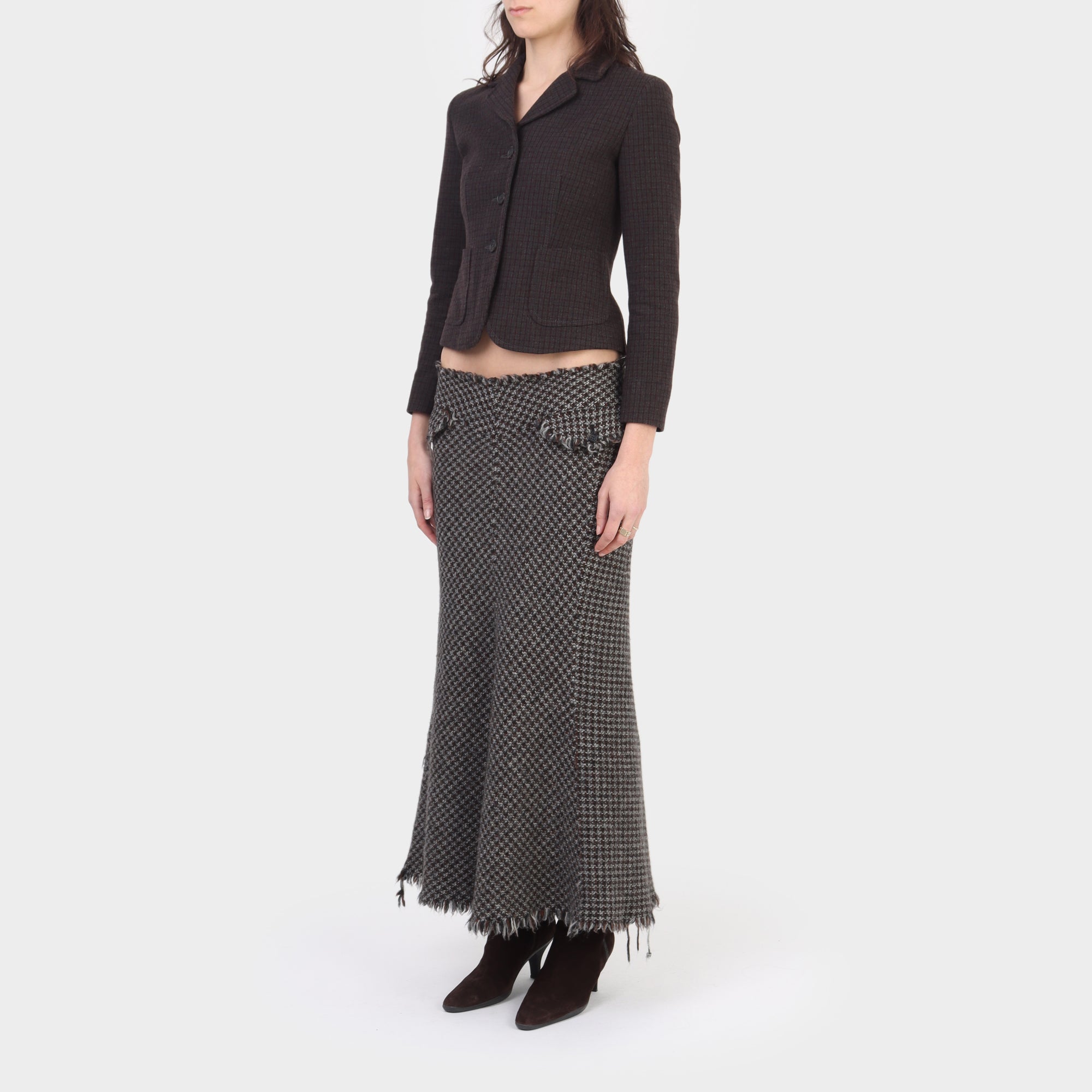 Miu Miu Wool/Cashmere Fitted Check Jacket