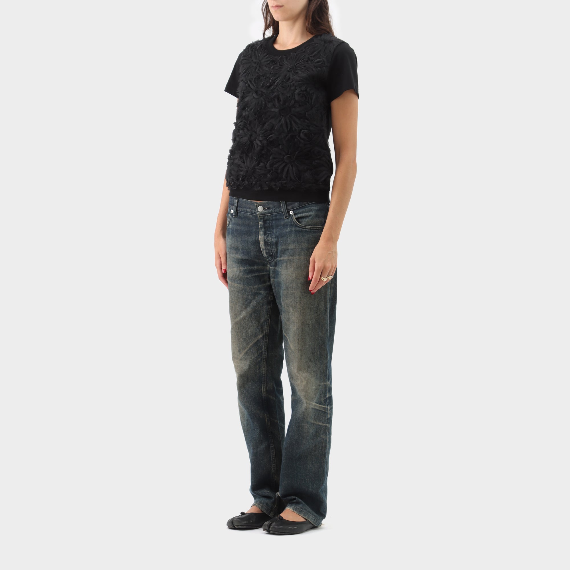 Noir Kei Ninomiya Flower Layered T-Shirt