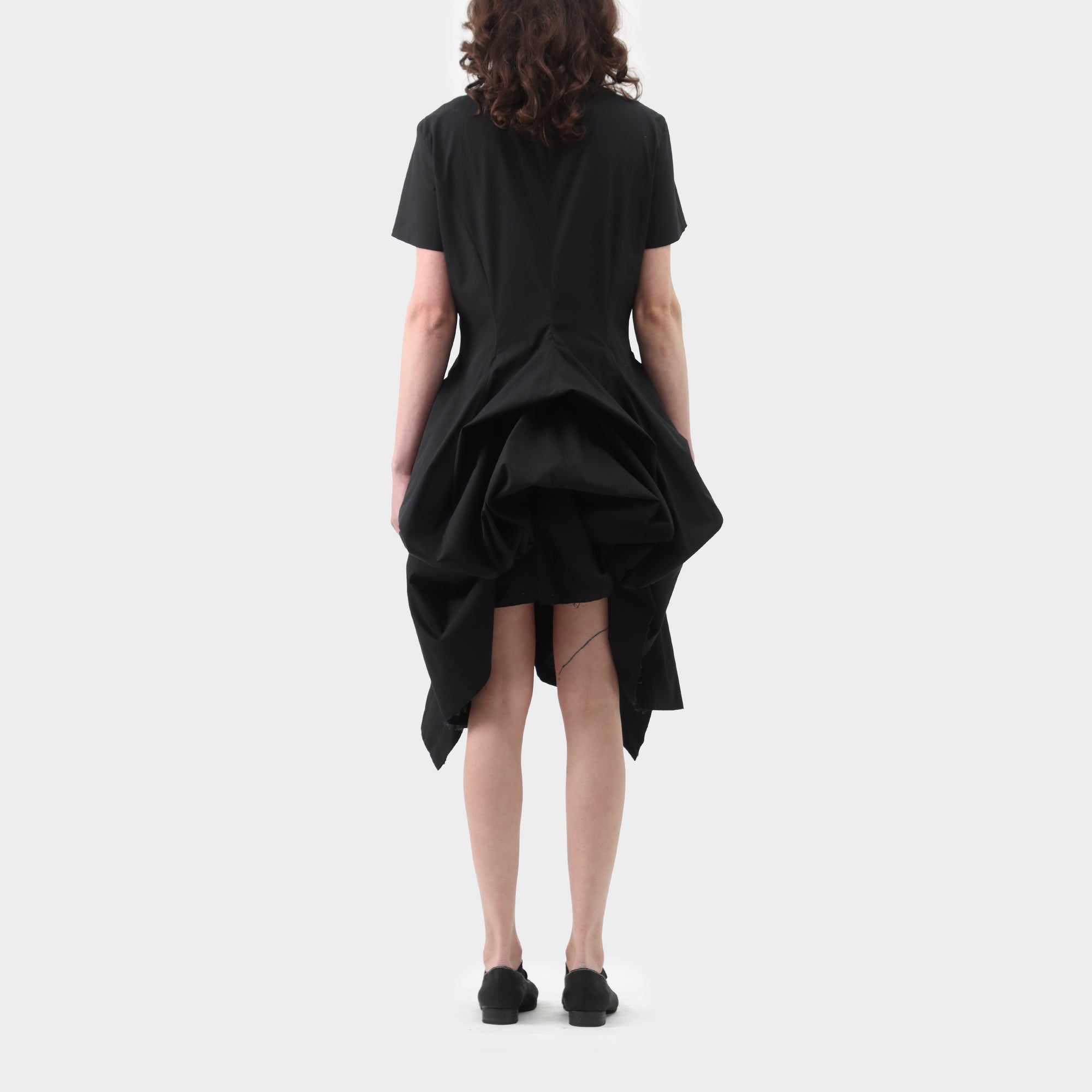 Peachoo + Krejberg Short sleeve cotton adjustable hem dress
