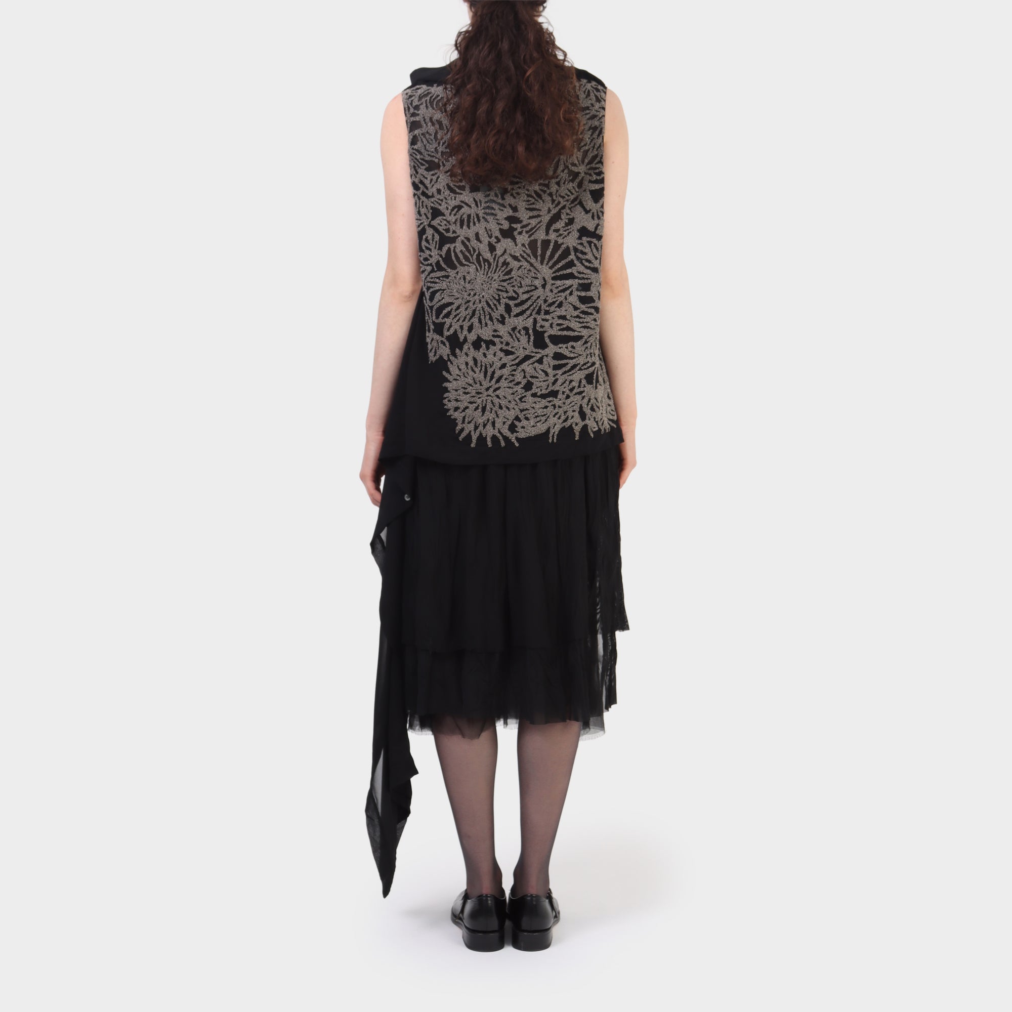 Peachoo + Krejberg Beaded Sheer Silk Wrap Top