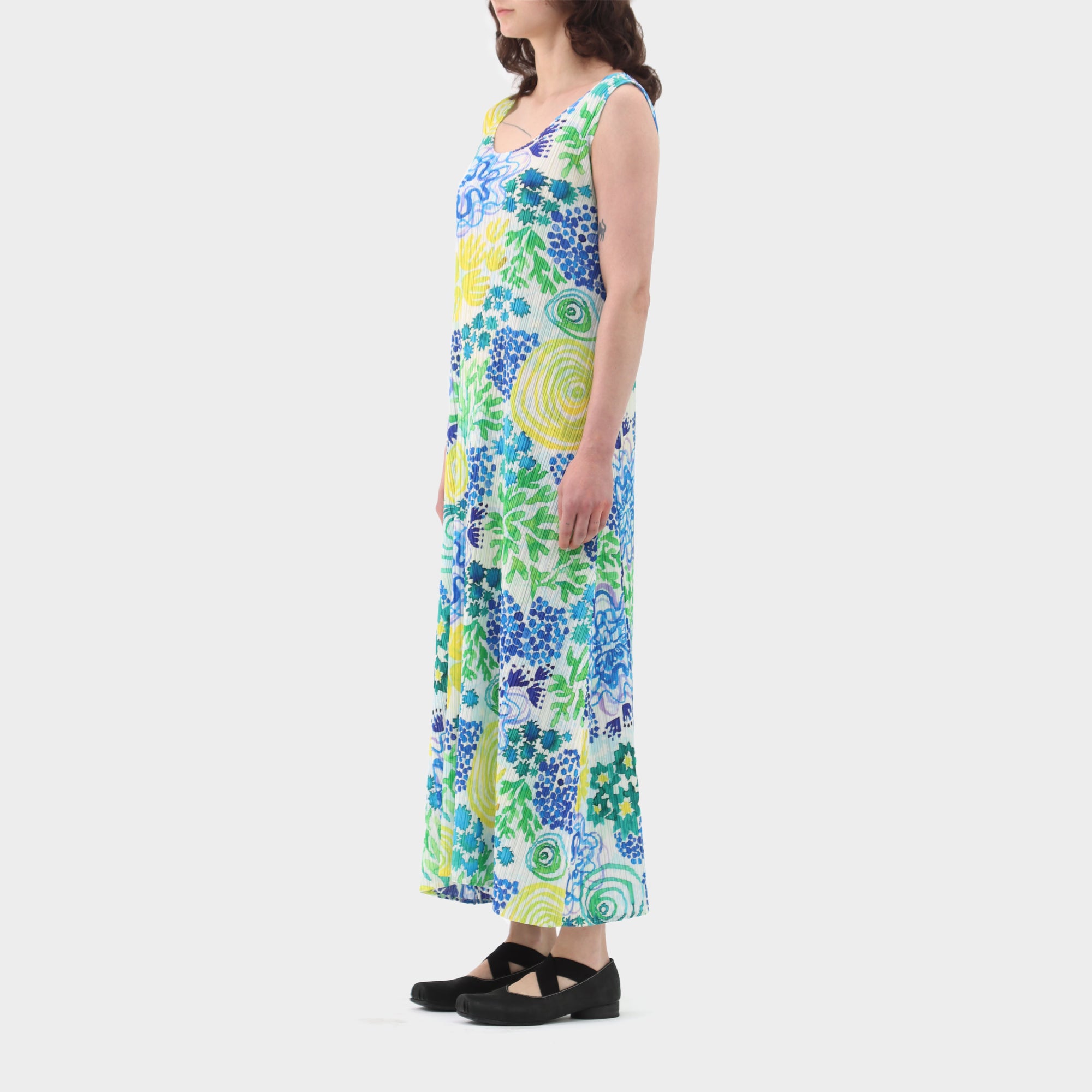 Pleats Please Printed Pleat Maxi Dress