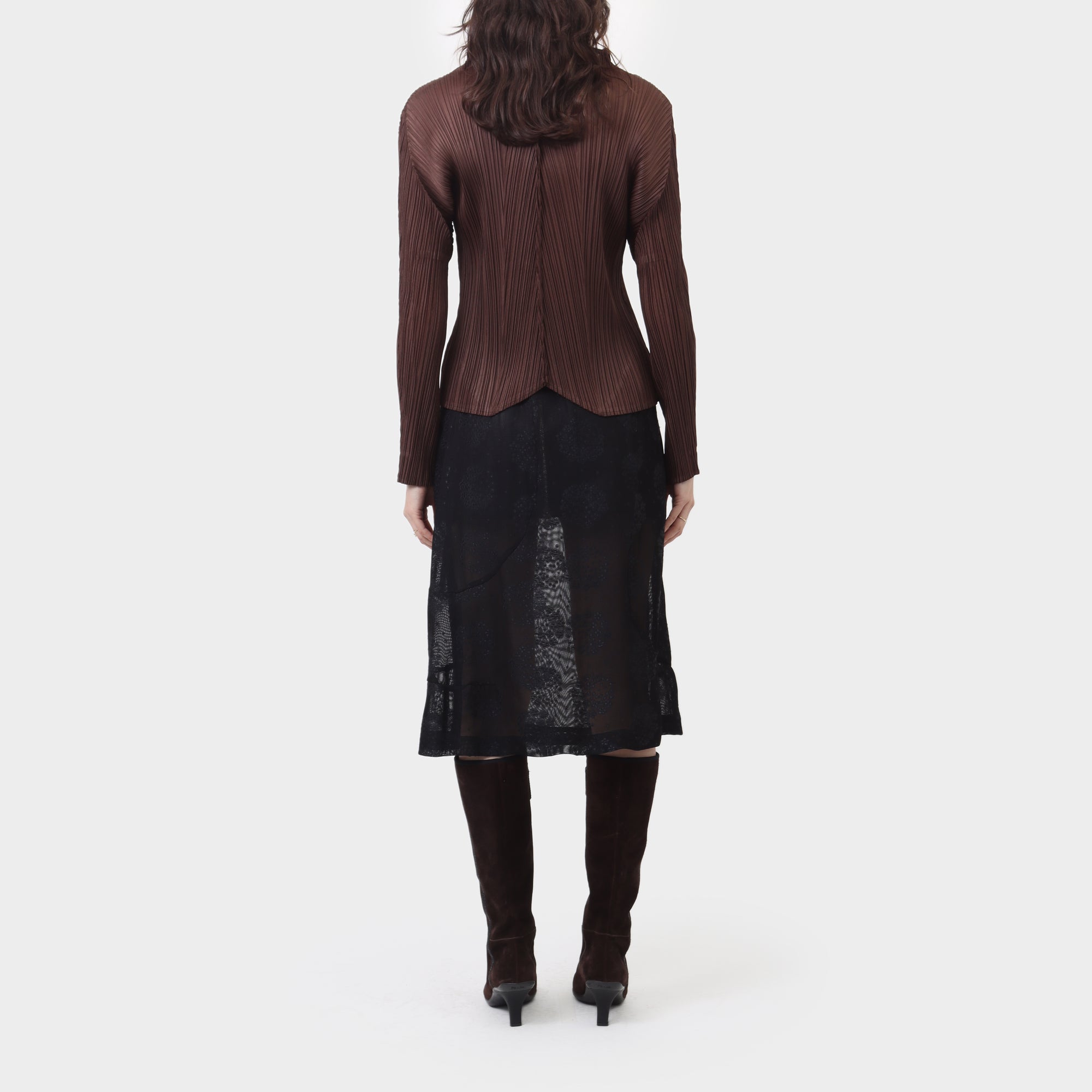 Pleats Please Collared Pleats Top with Inverted Seams