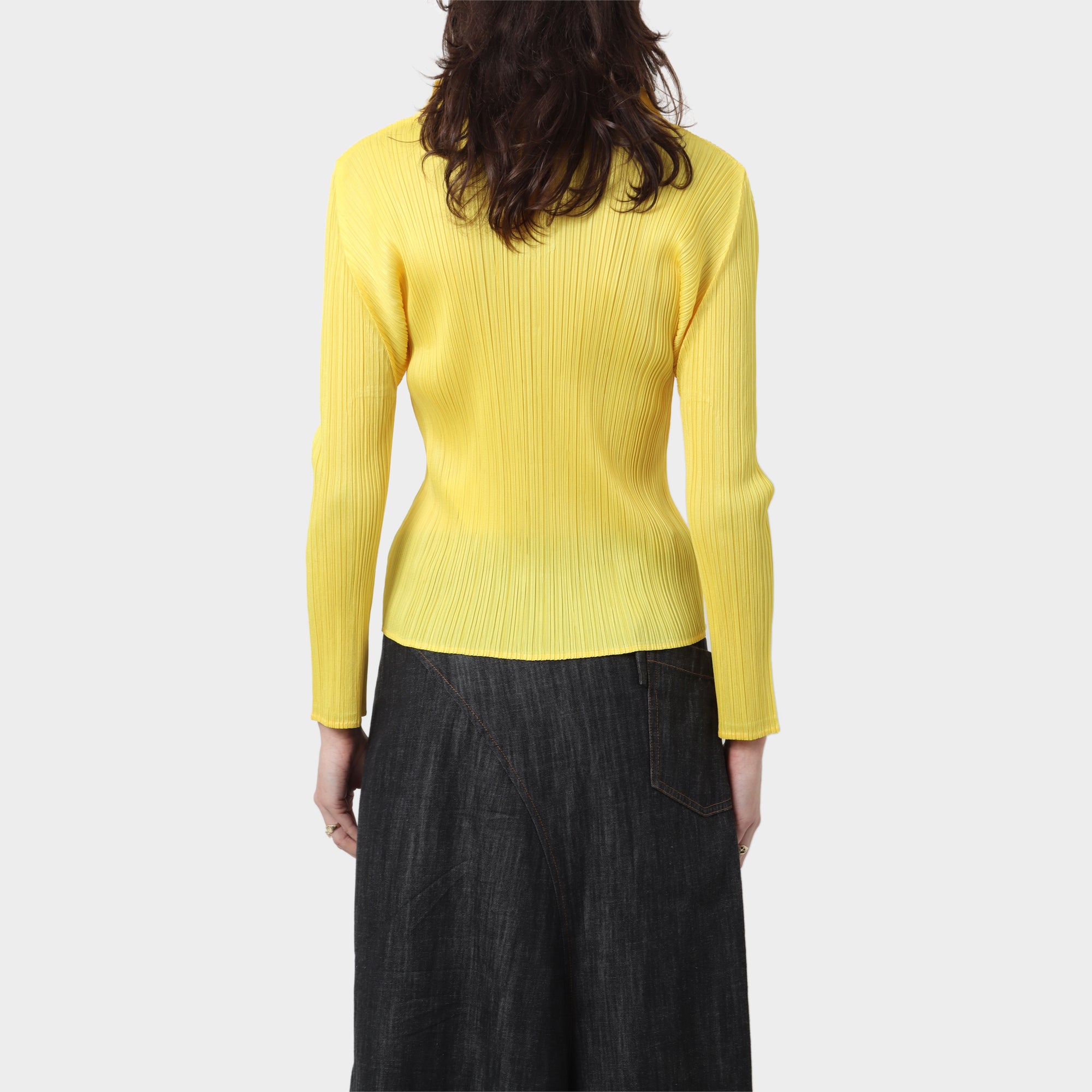 Pleats Please Single Button Plisse Long Sleeve Top
