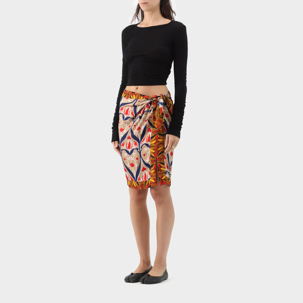 Prada Silk Printed Side Tie Skirt