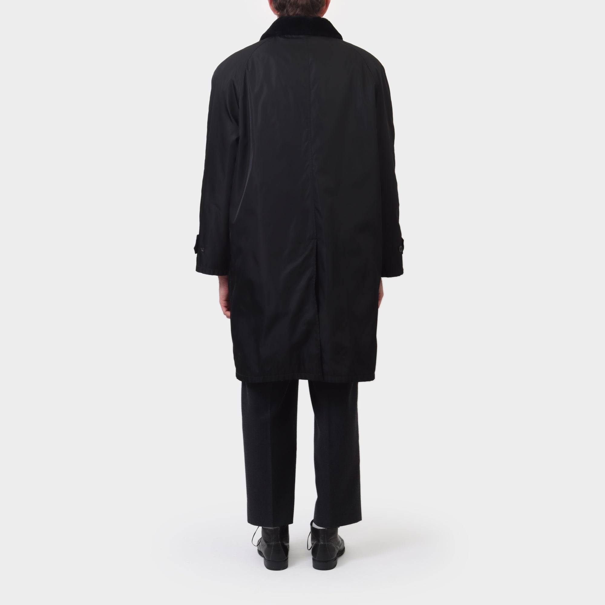 Prada Nylon Coat with Detachable Lamb Fur Collar