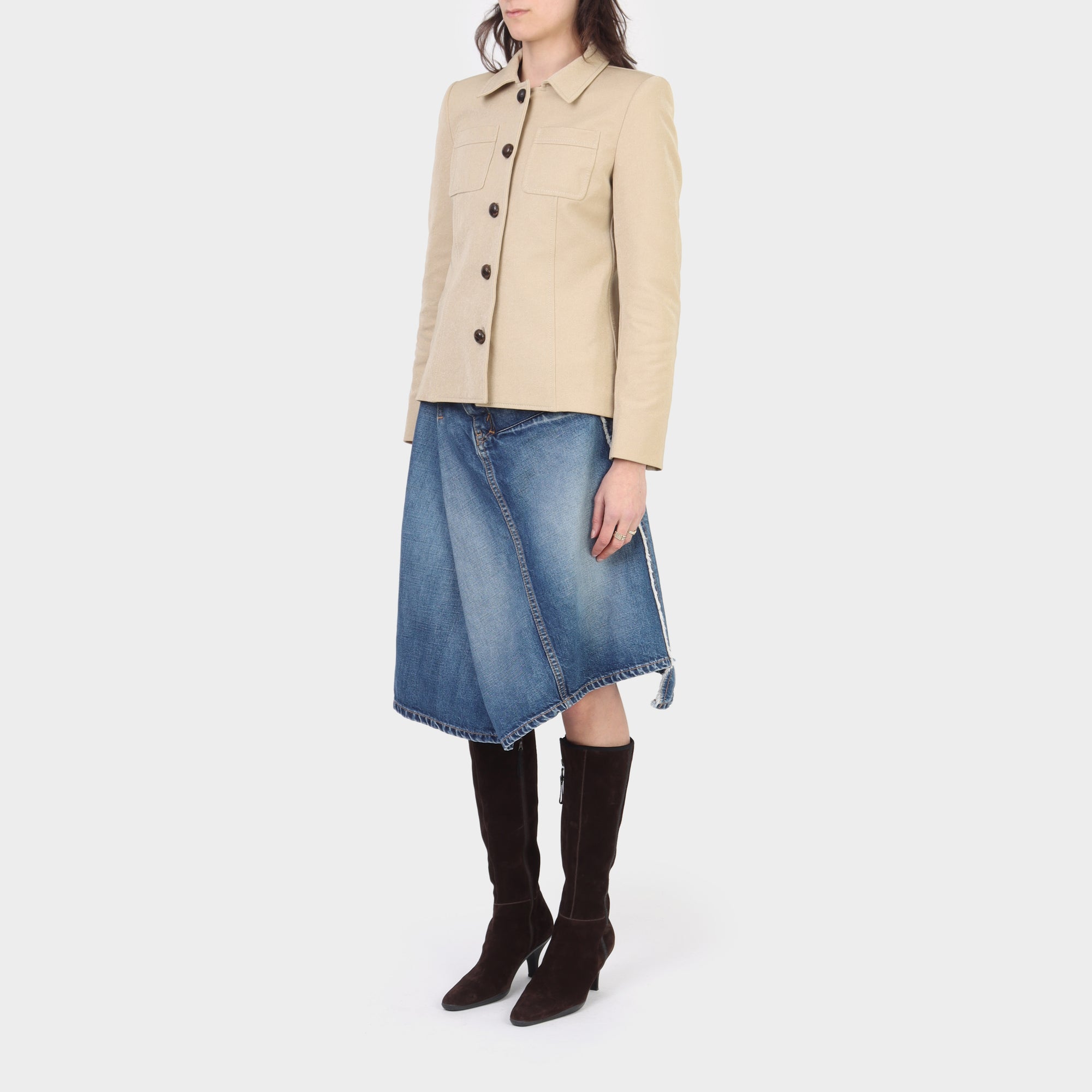 Prada Cotton Drill Jacket with Wooden Buttons
