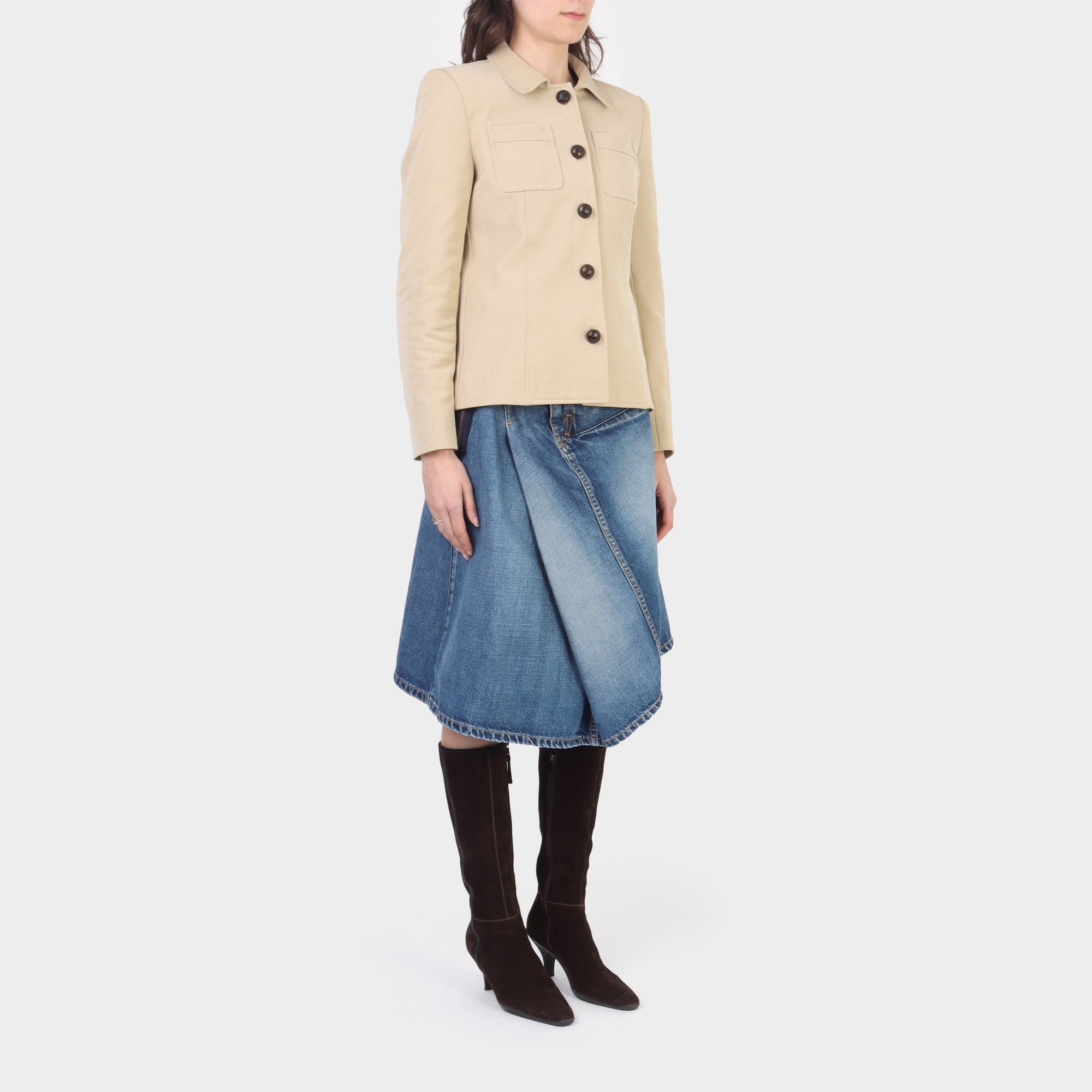 Prada Cotton Drill Jacket with Wooden Buttons
