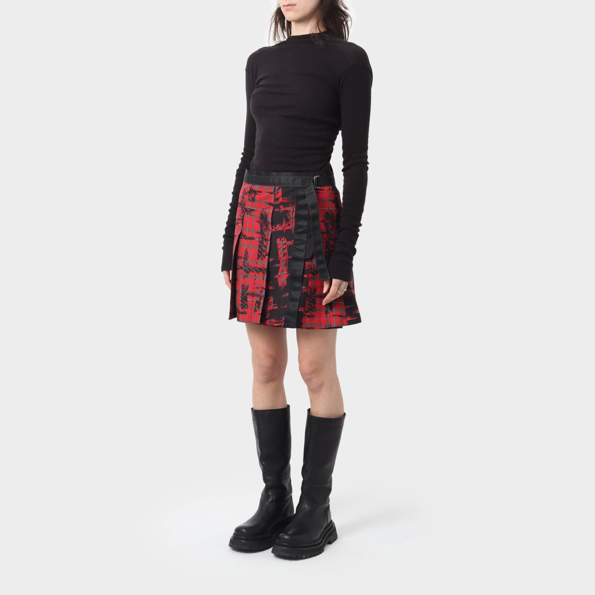 Marithe+Francois Girbaud Pleated Mini Wrap Skirt
