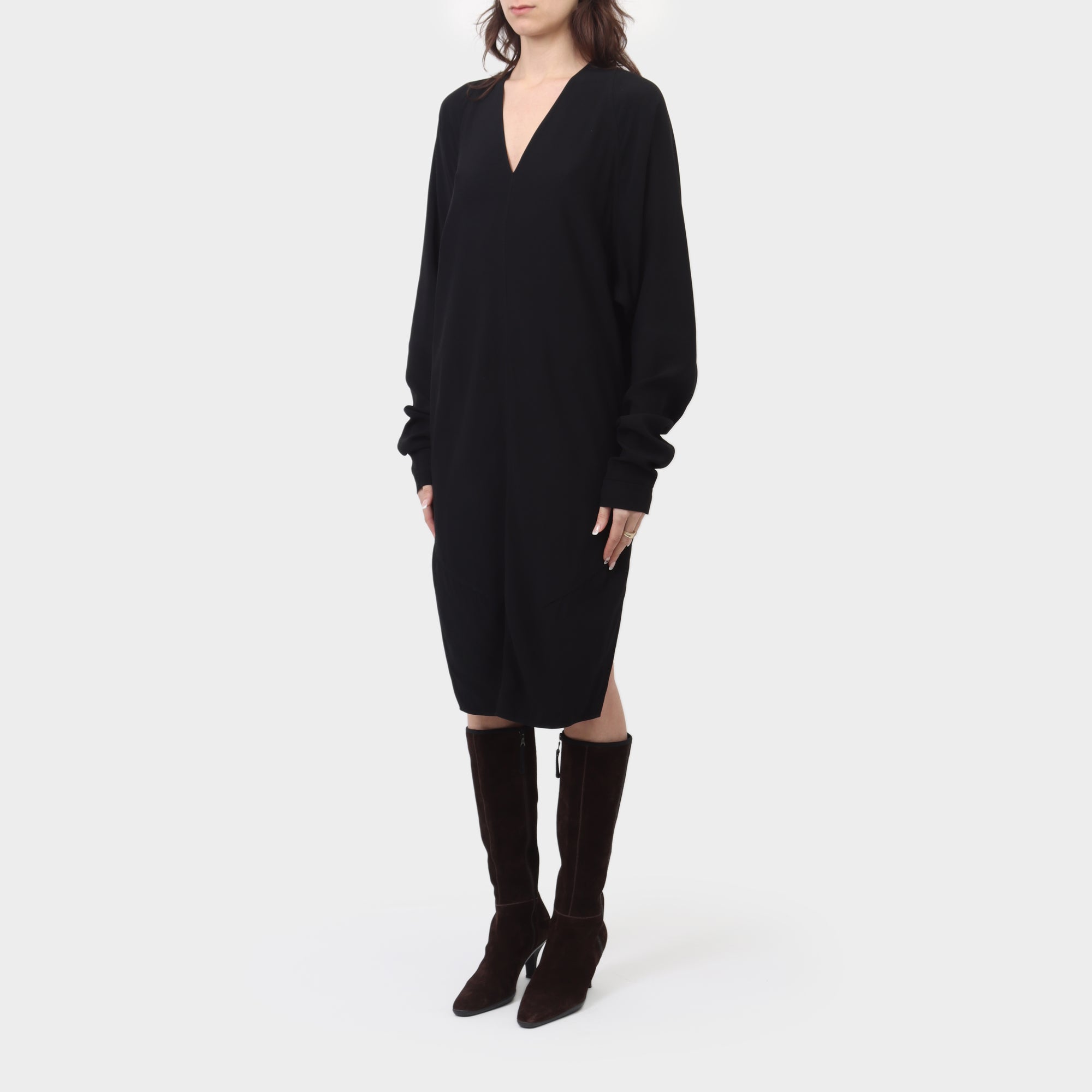 Rick Owens Long Sleeve Viscose V Dress
