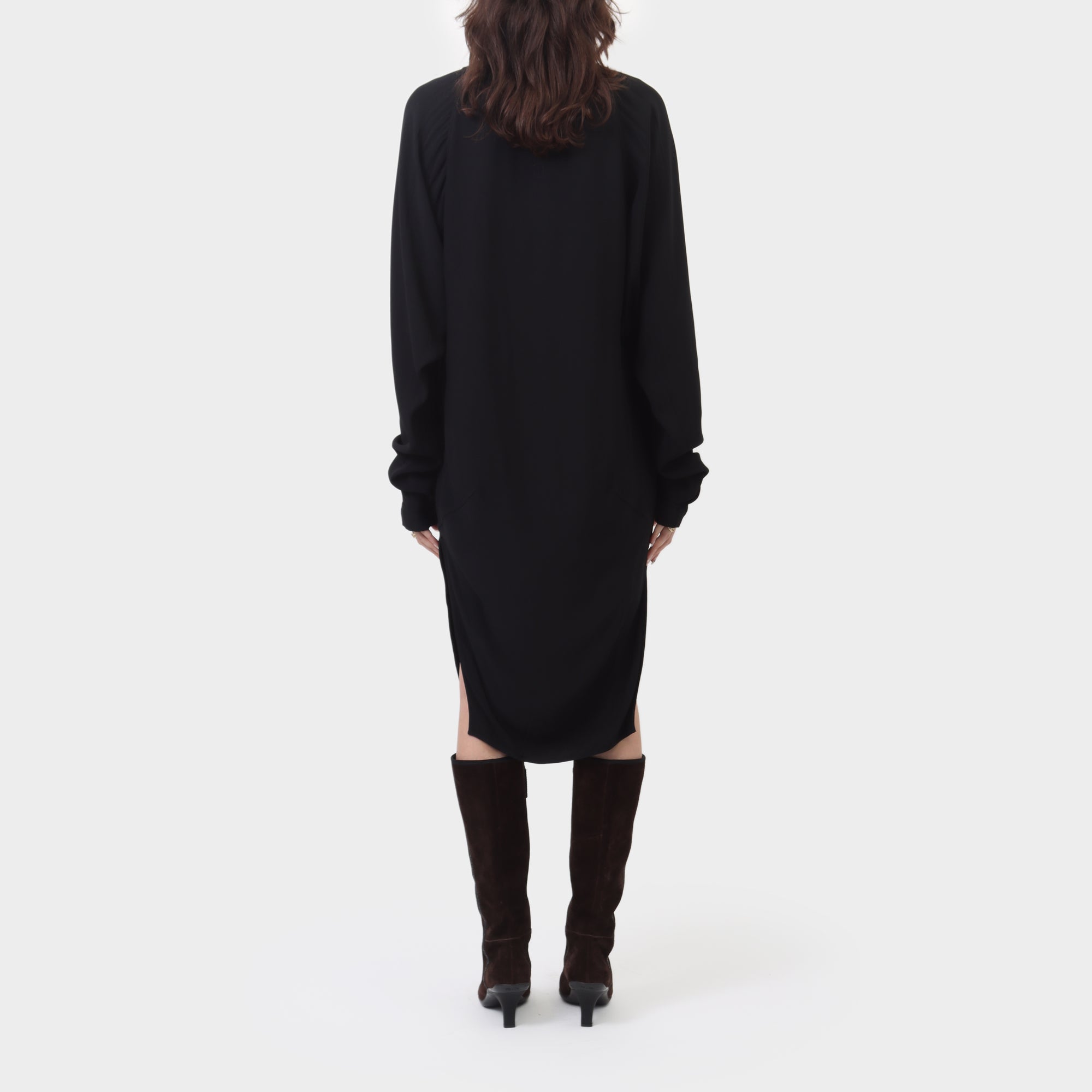Rick Owens Long Sleeve Viscose V Dress