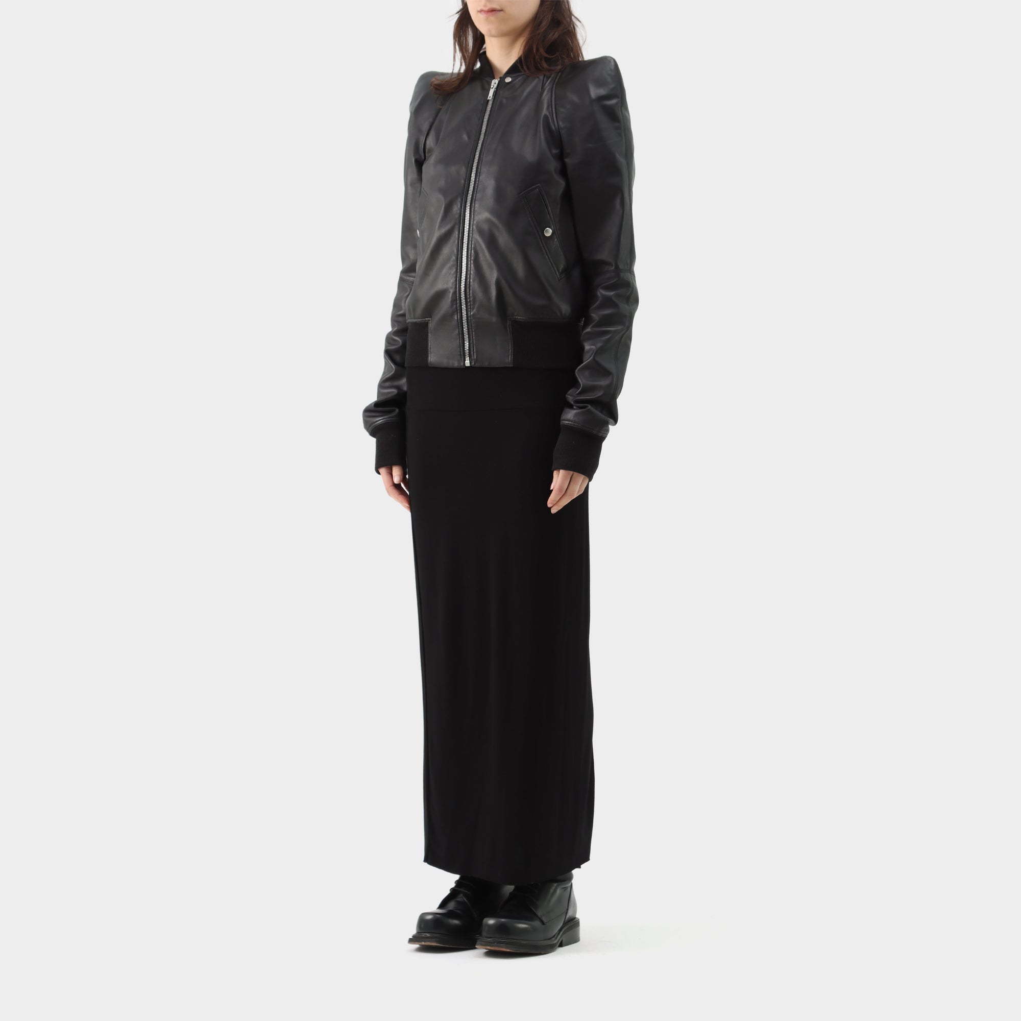Rick Owens Leather Shoulder Padded Jacket