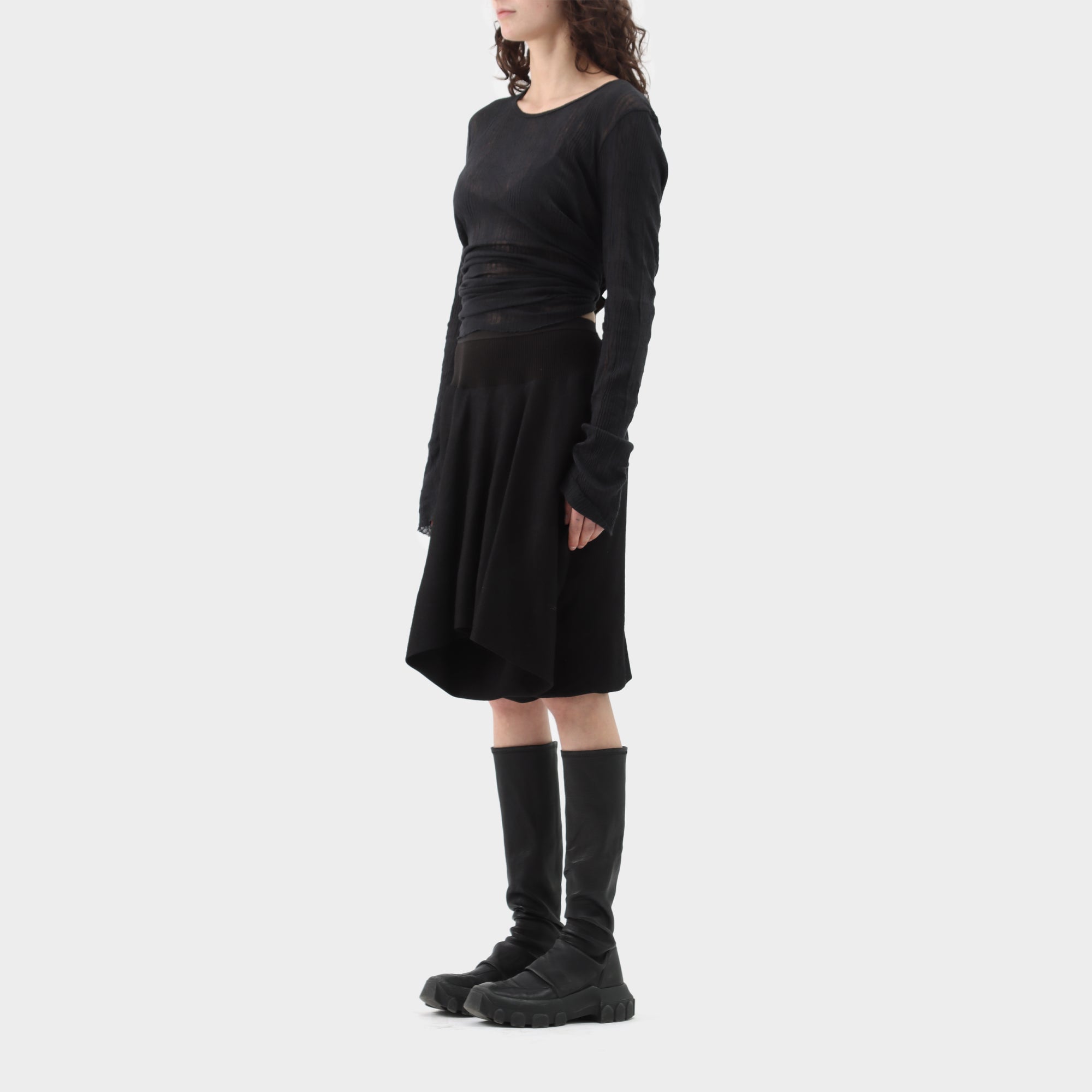 Rick Owens Silk Wool Drape Skort