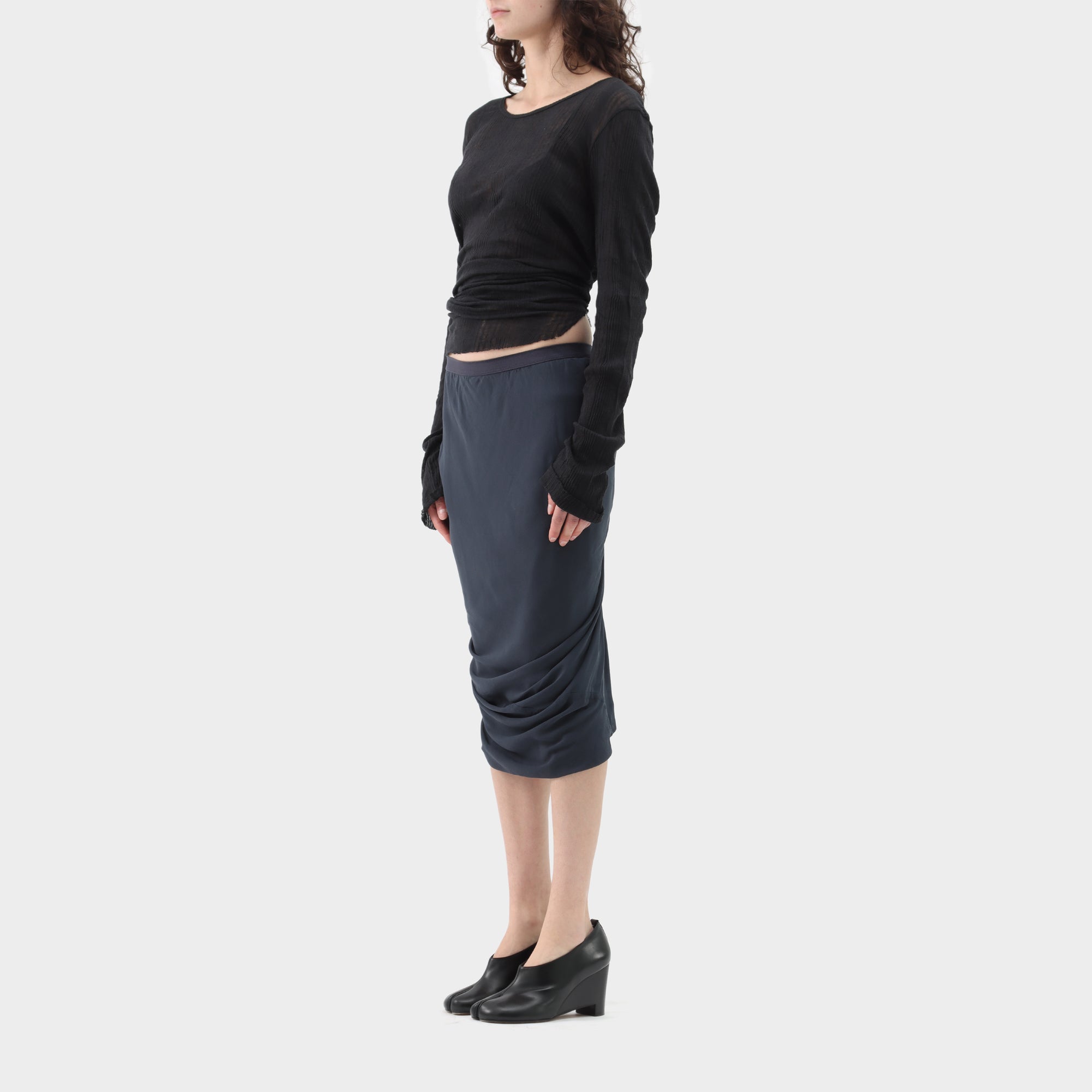 Rick Owens Georgette Ruched Skirt