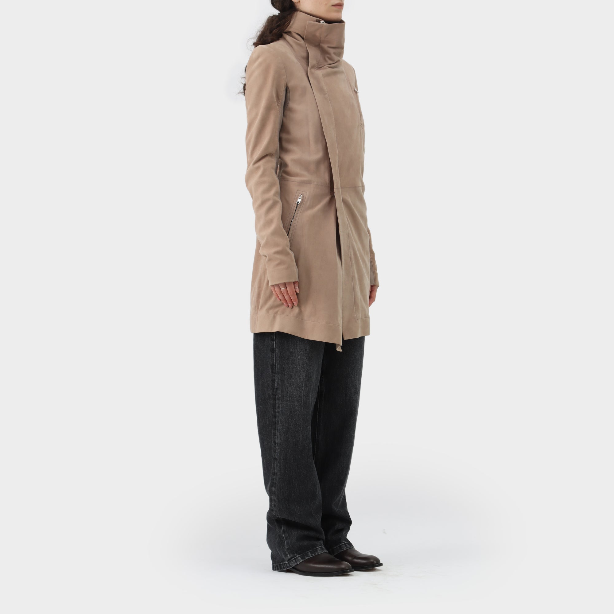 Rick Owens Suede Leather Coat