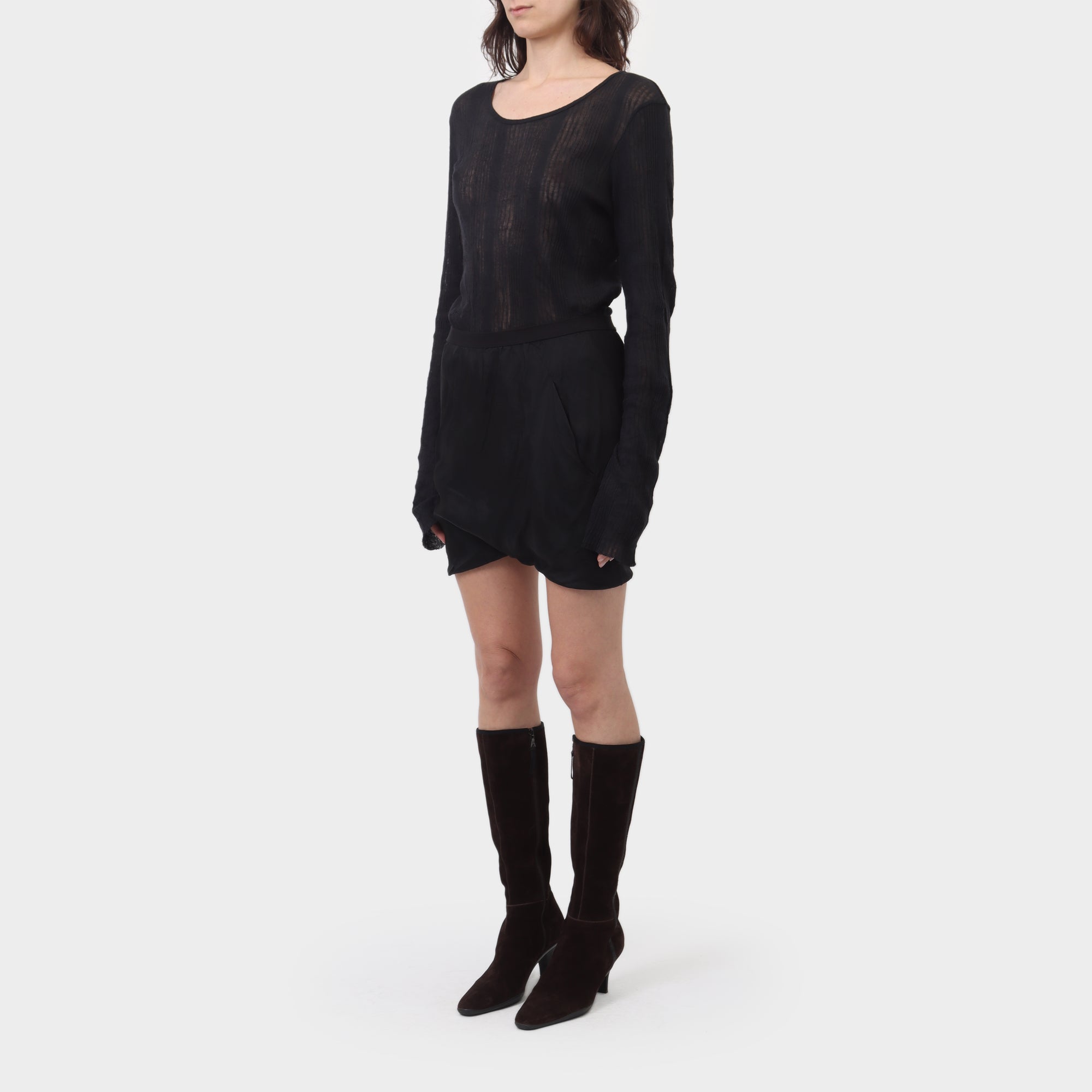 Rick Owens Elastic Waist Mini Shorts