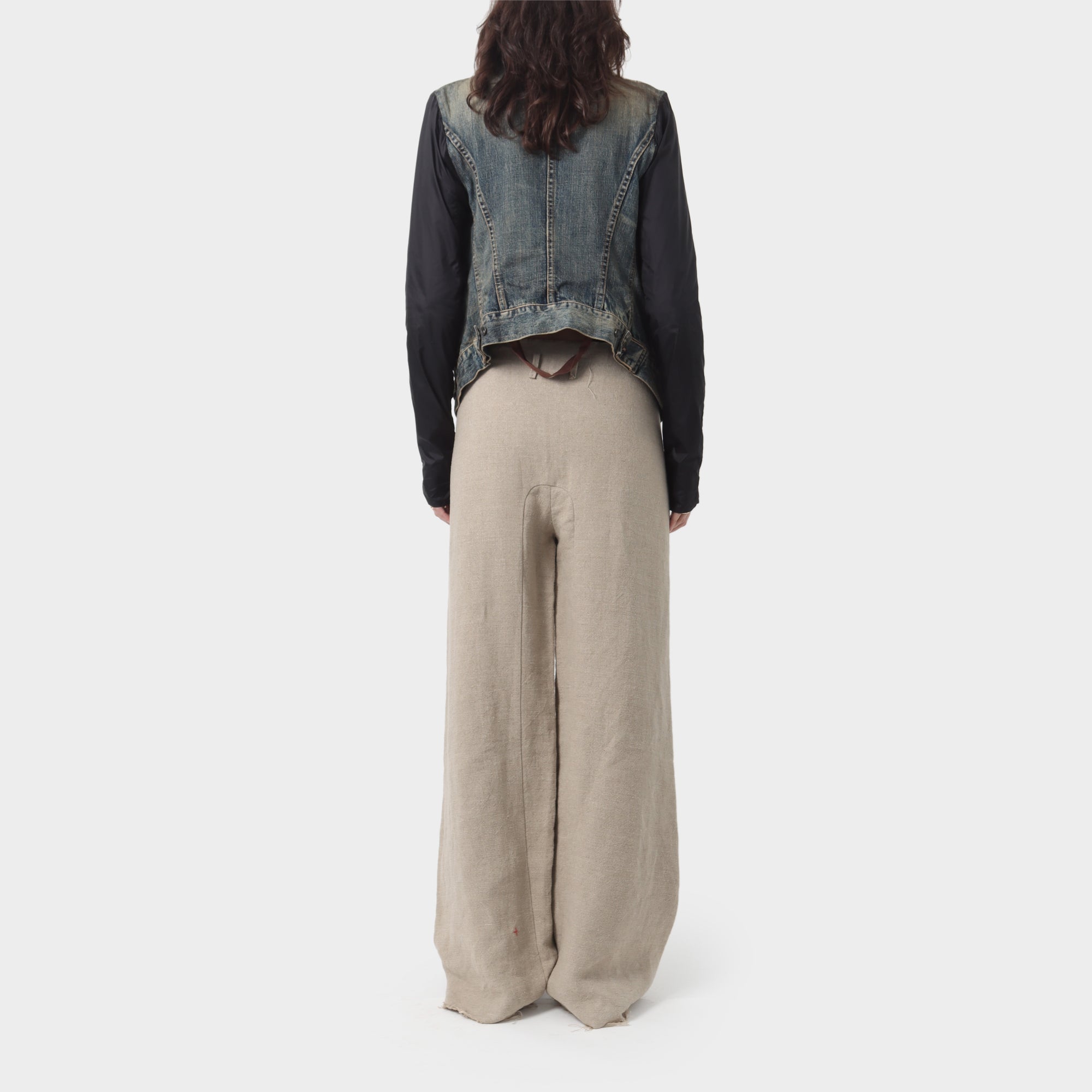 Rick Owens DRKSHDW Washed Denim Jacket with Nylon Sleeves