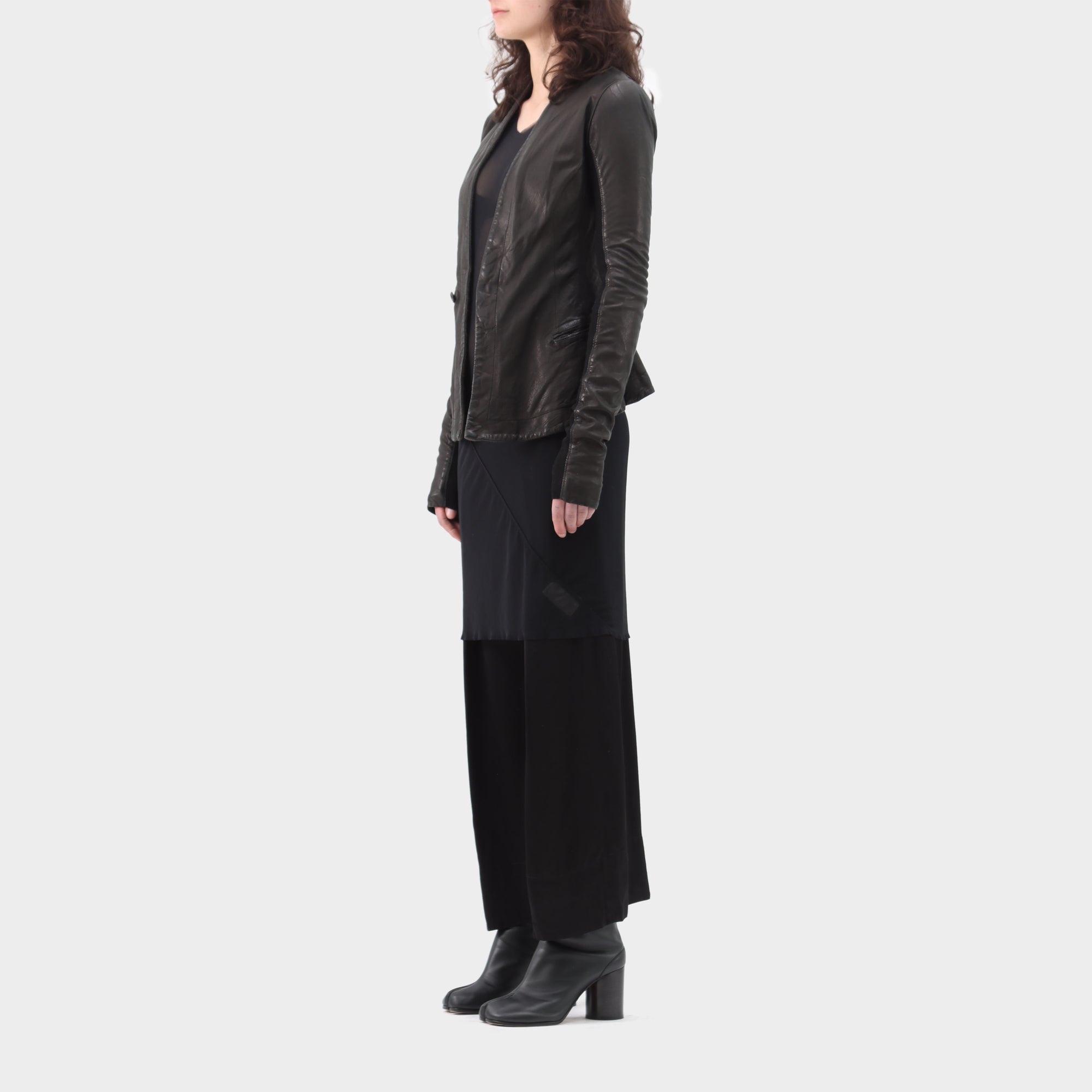 Rick Owens Brushed Cotton Lined Lamb Leather Jacket