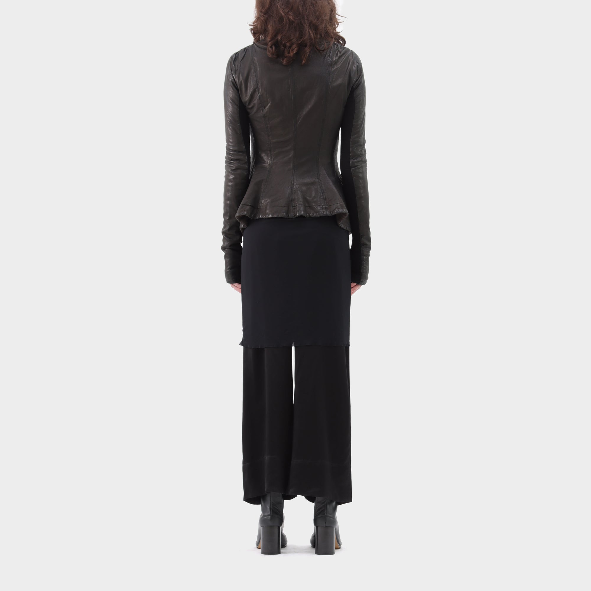 Rick Owens Brushed Cotton Lined Lamb Leather Jacket