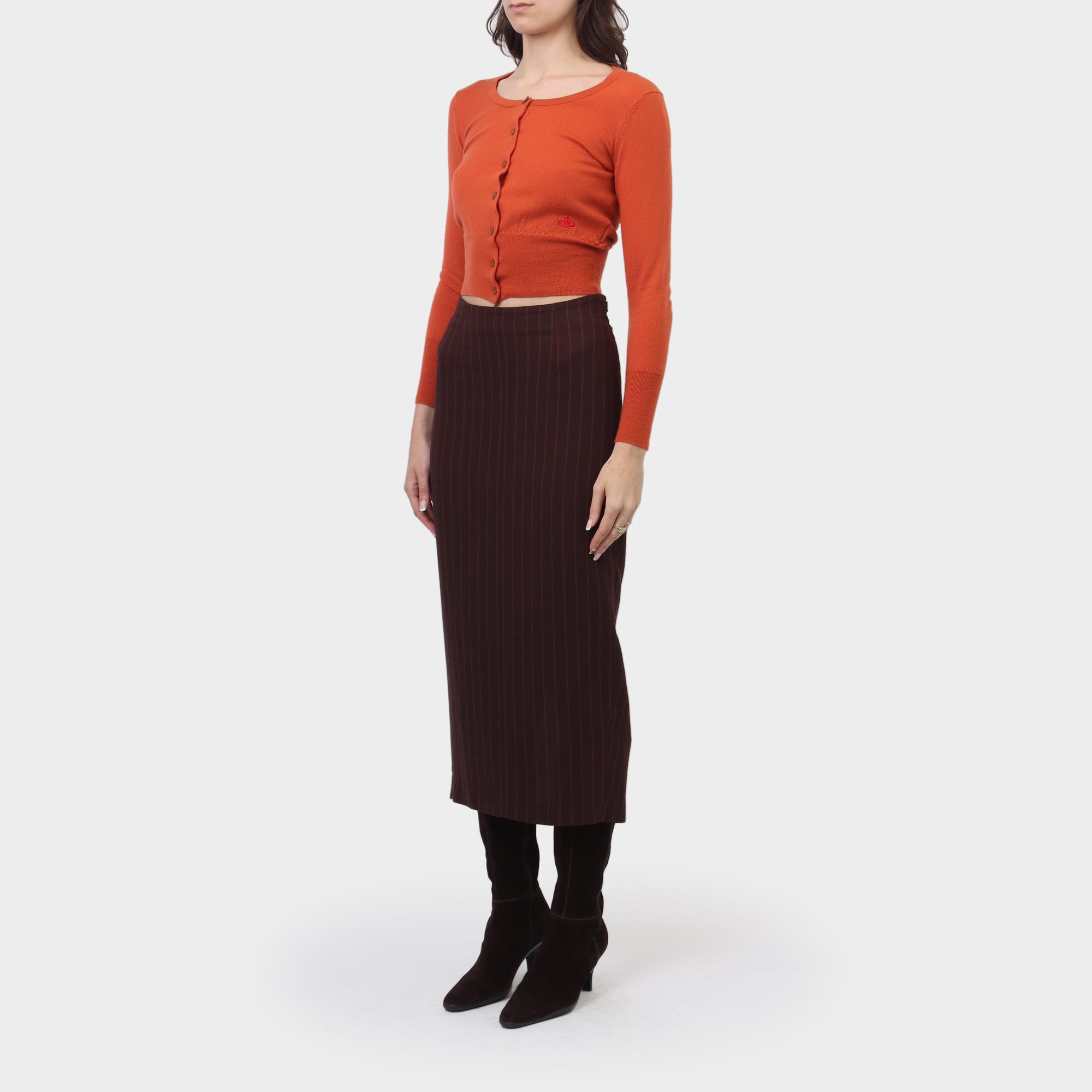 G Gigli Pinstripe Pencil Skirt