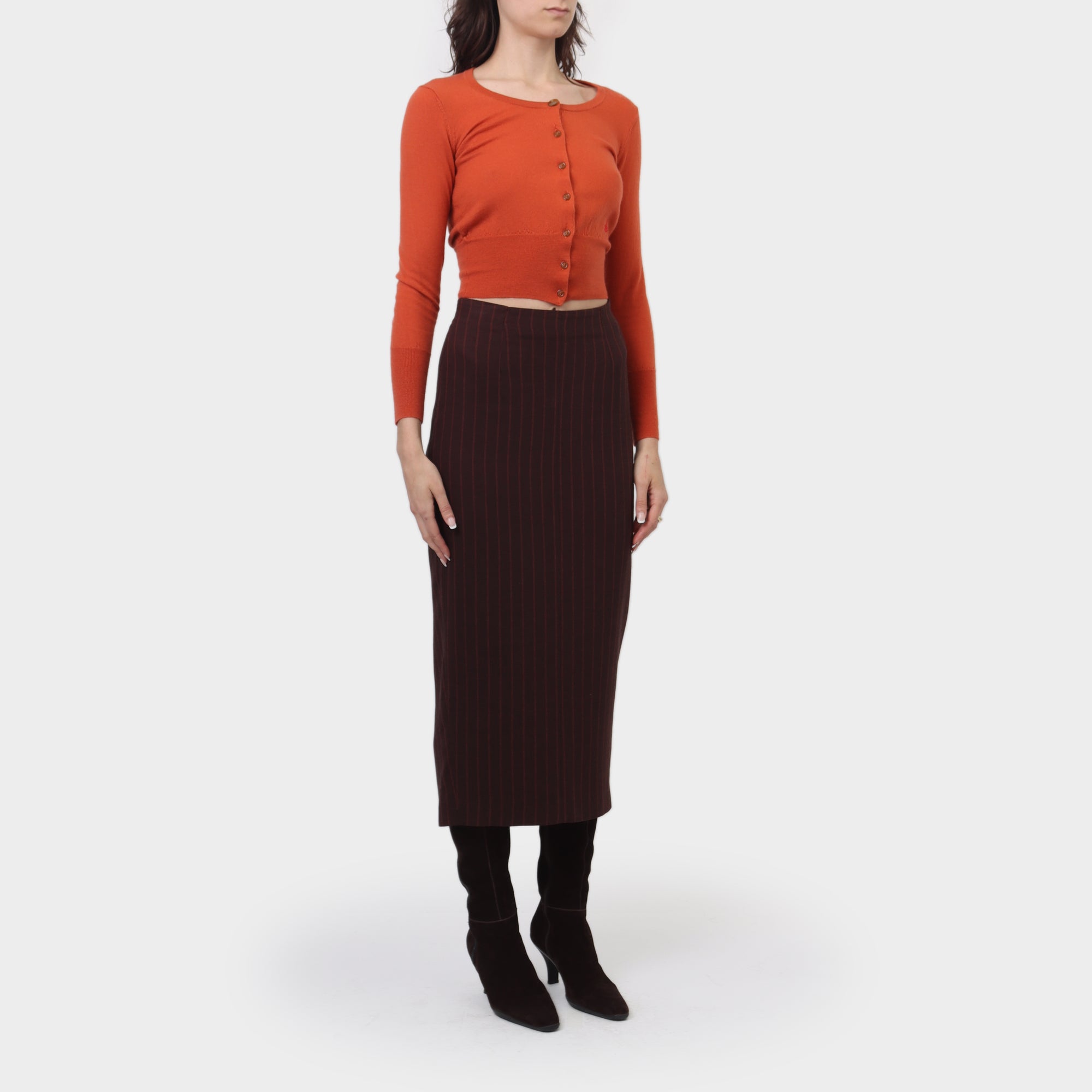 G Gigli Pinstripe Pencil Skirt